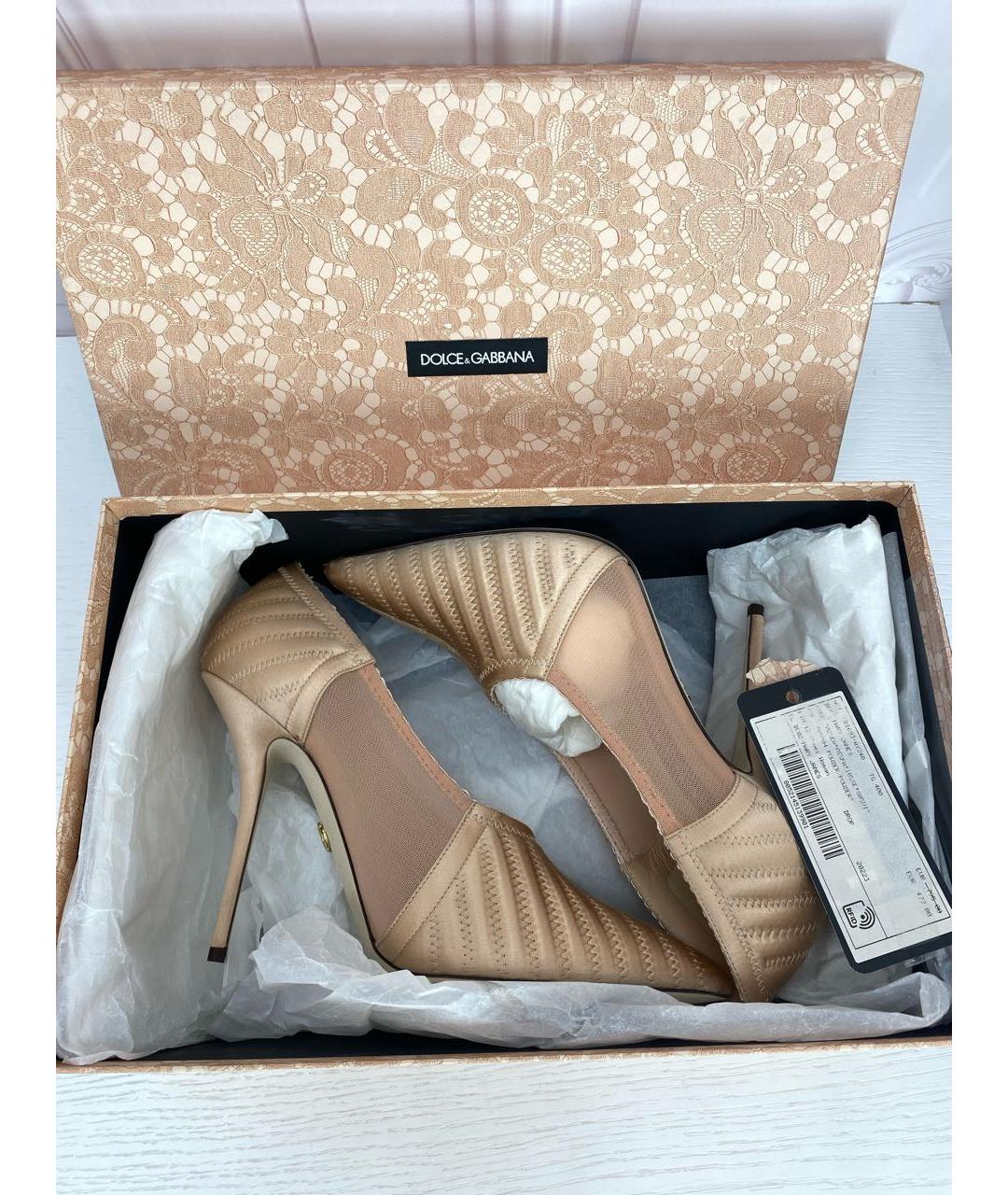 DOLCE&GABBANA Золотые кожаные туфли, фото 6