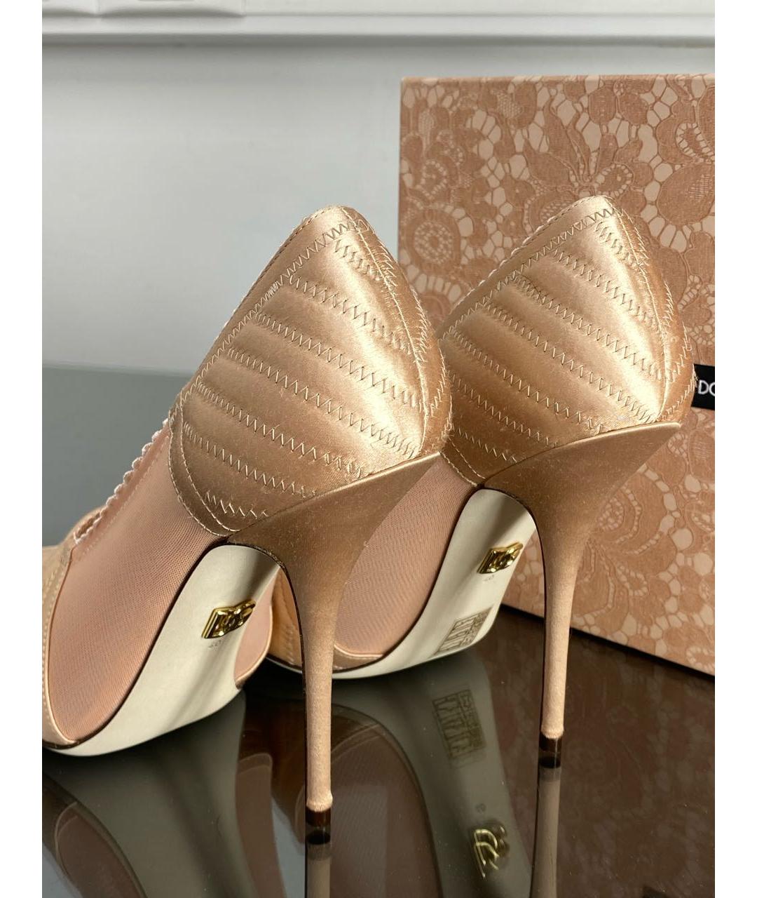 DOLCE&GABBANA Золотые кожаные туфли, фото 4