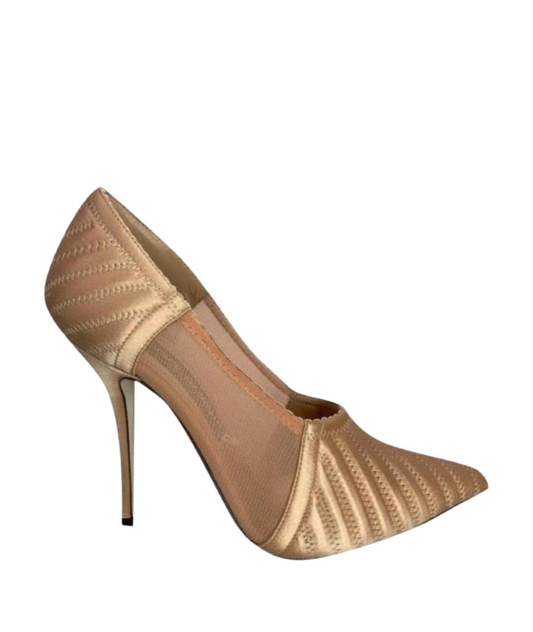 DOLCE&GABBANA Золотые кожаные туфли, фото 1