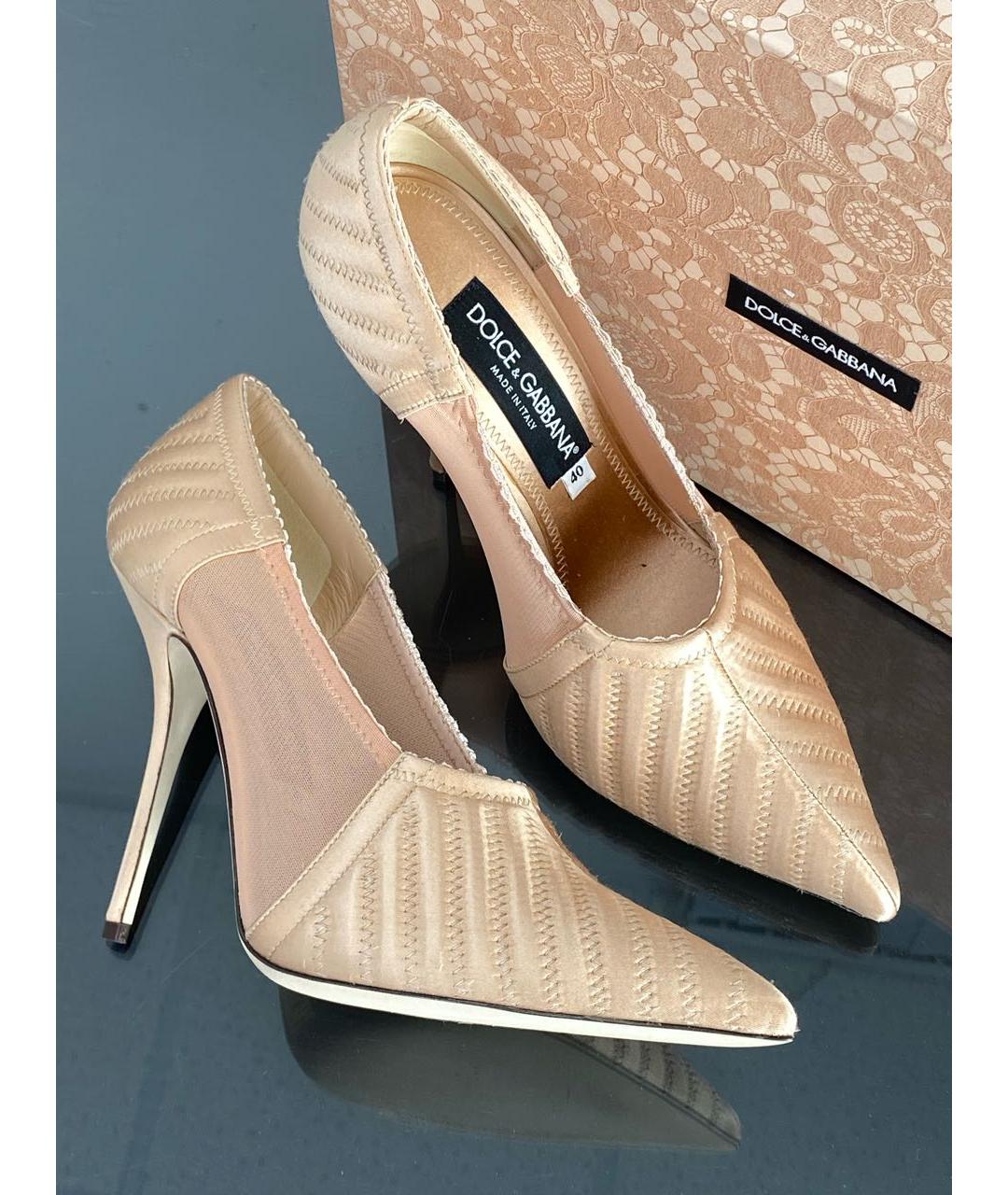 DOLCE&GABBANA Золотые кожаные туфли, фото 3