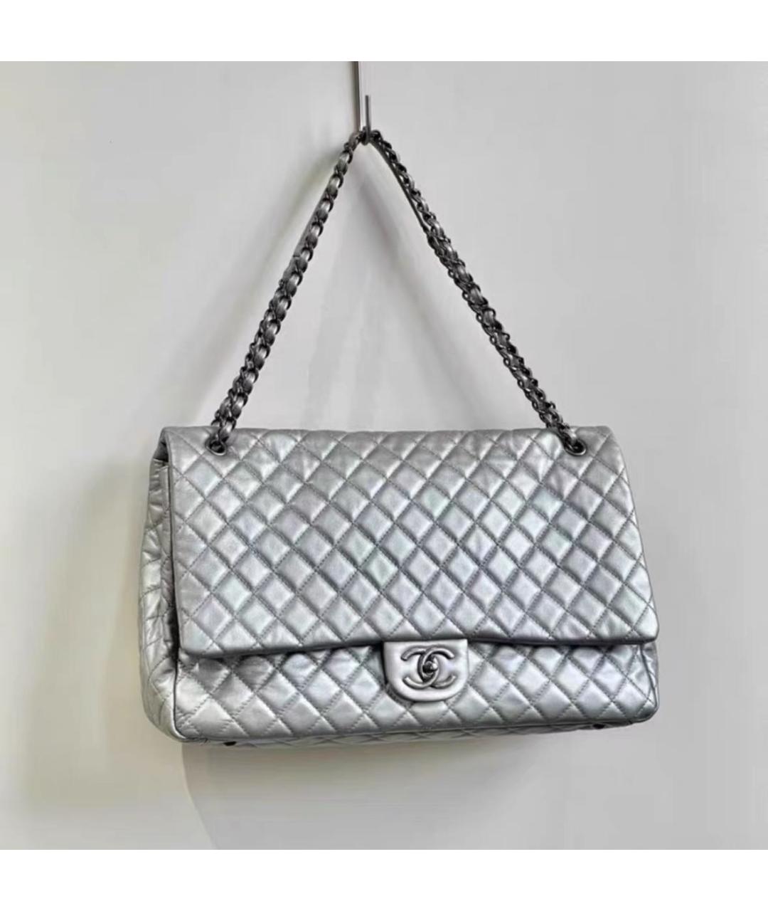 CHANEL Серая кожаная сумка через плечо, фото 5