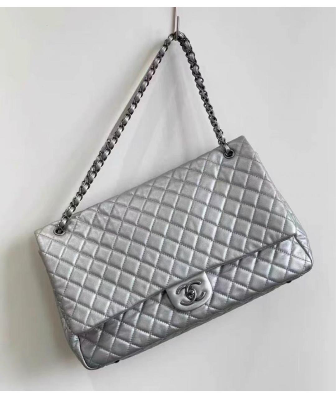 CHANEL Серая кожаная сумка через плечо, фото 4