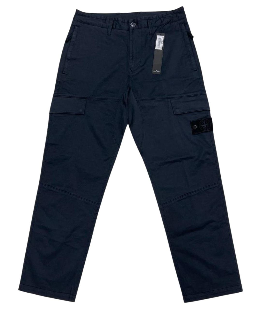 STONE ISLAND Темно-синие хлопковые повседневные брюки, фото 1