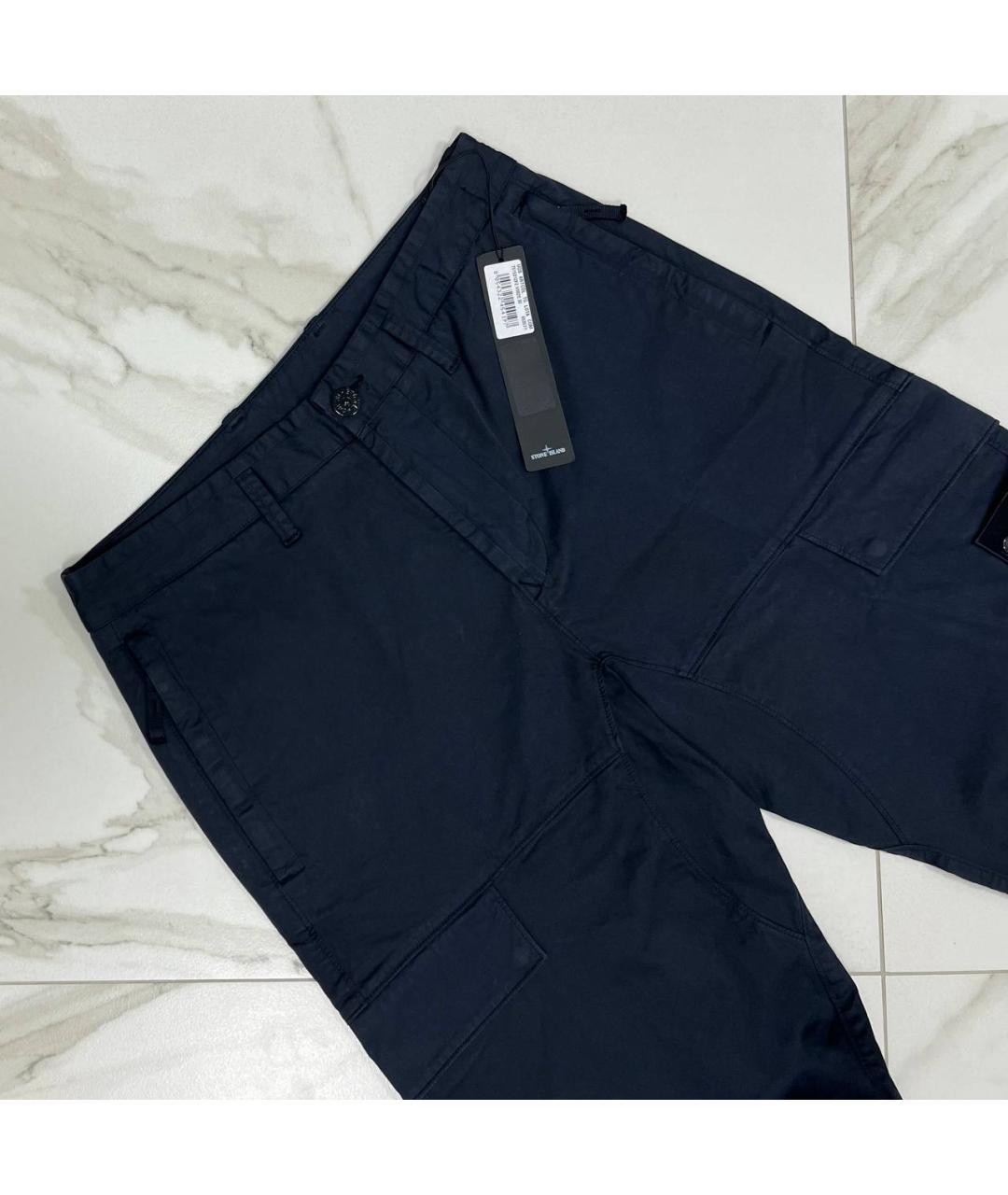 STONE ISLAND Темно-синие хлопковые повседневные брюки, фото 2
