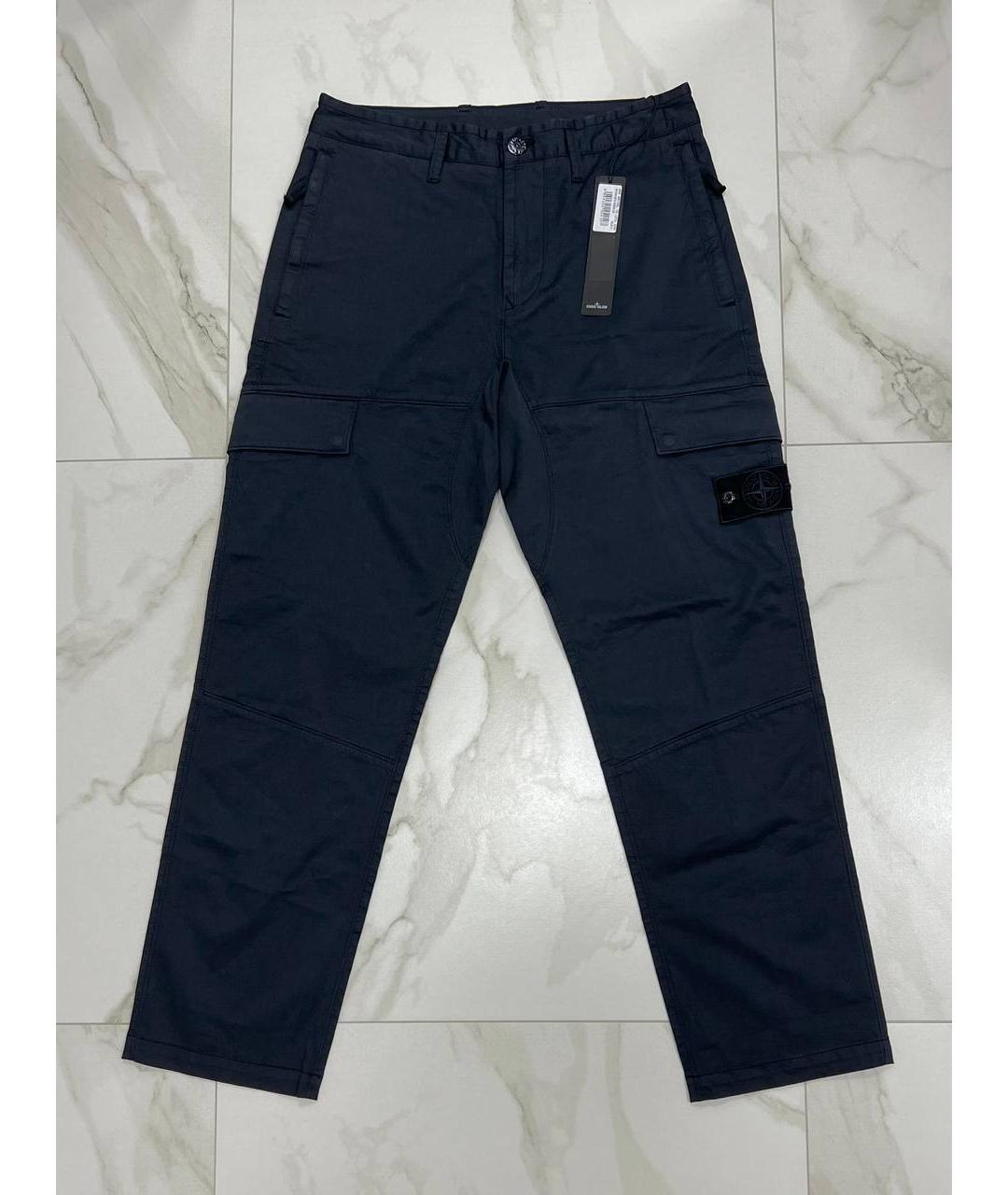 STONE ISLAND Темно-синие хлопковые повседневные брюки, фото 9