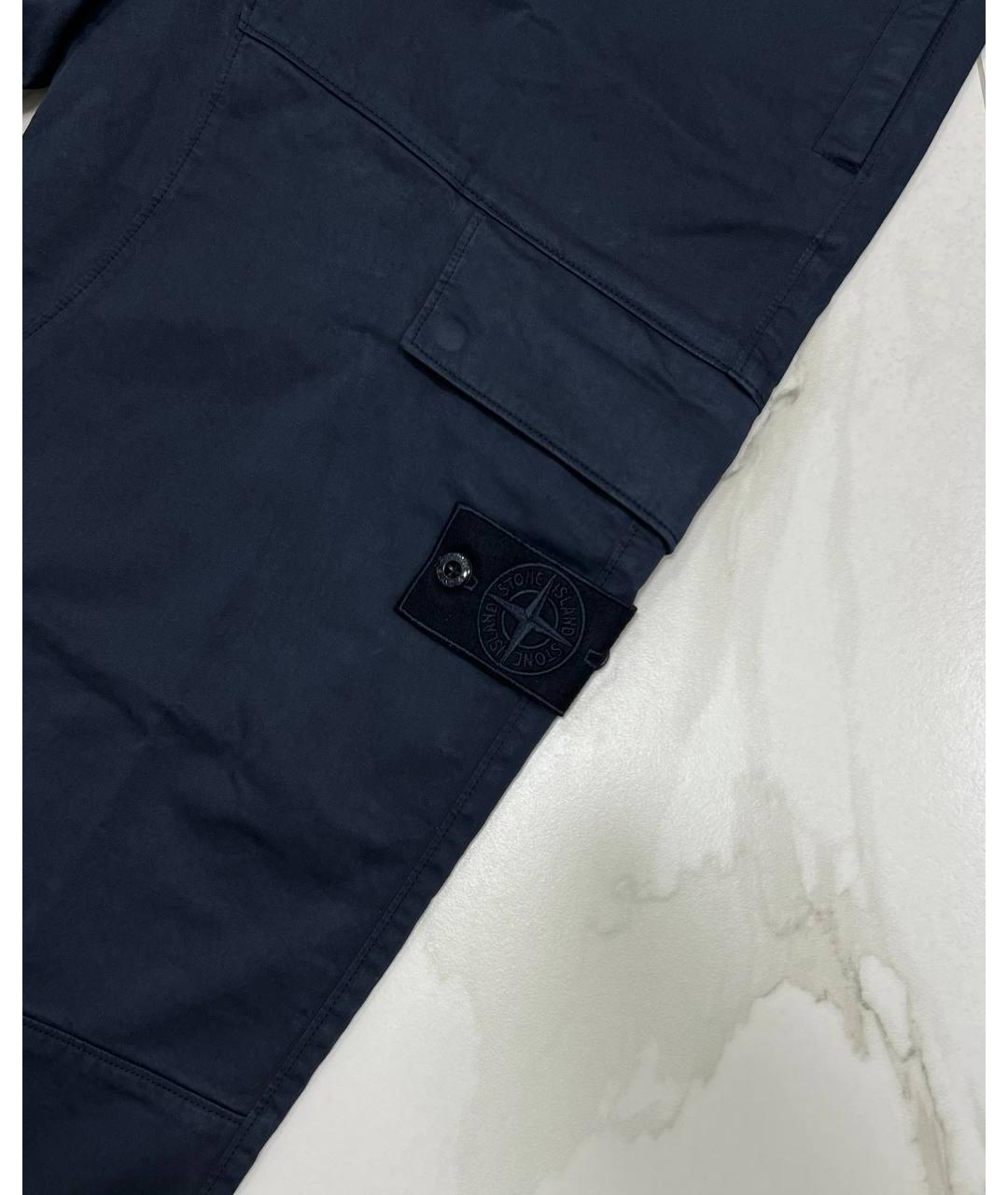 STONE ISLAND Темно-синие хлопковые повседневные брюки, фото 3