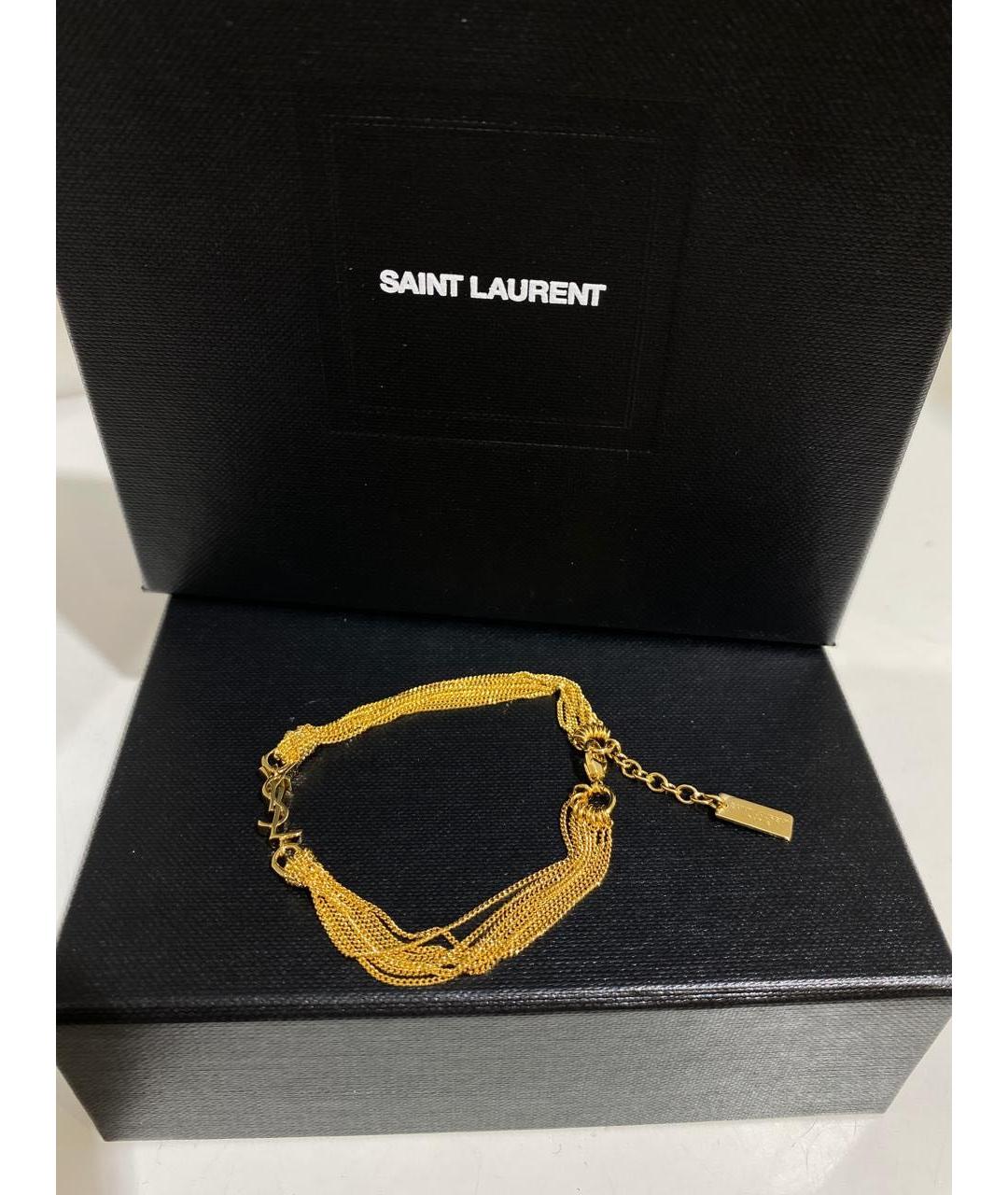 SAINT LAURENT Золотой латунный браслет, фото 3