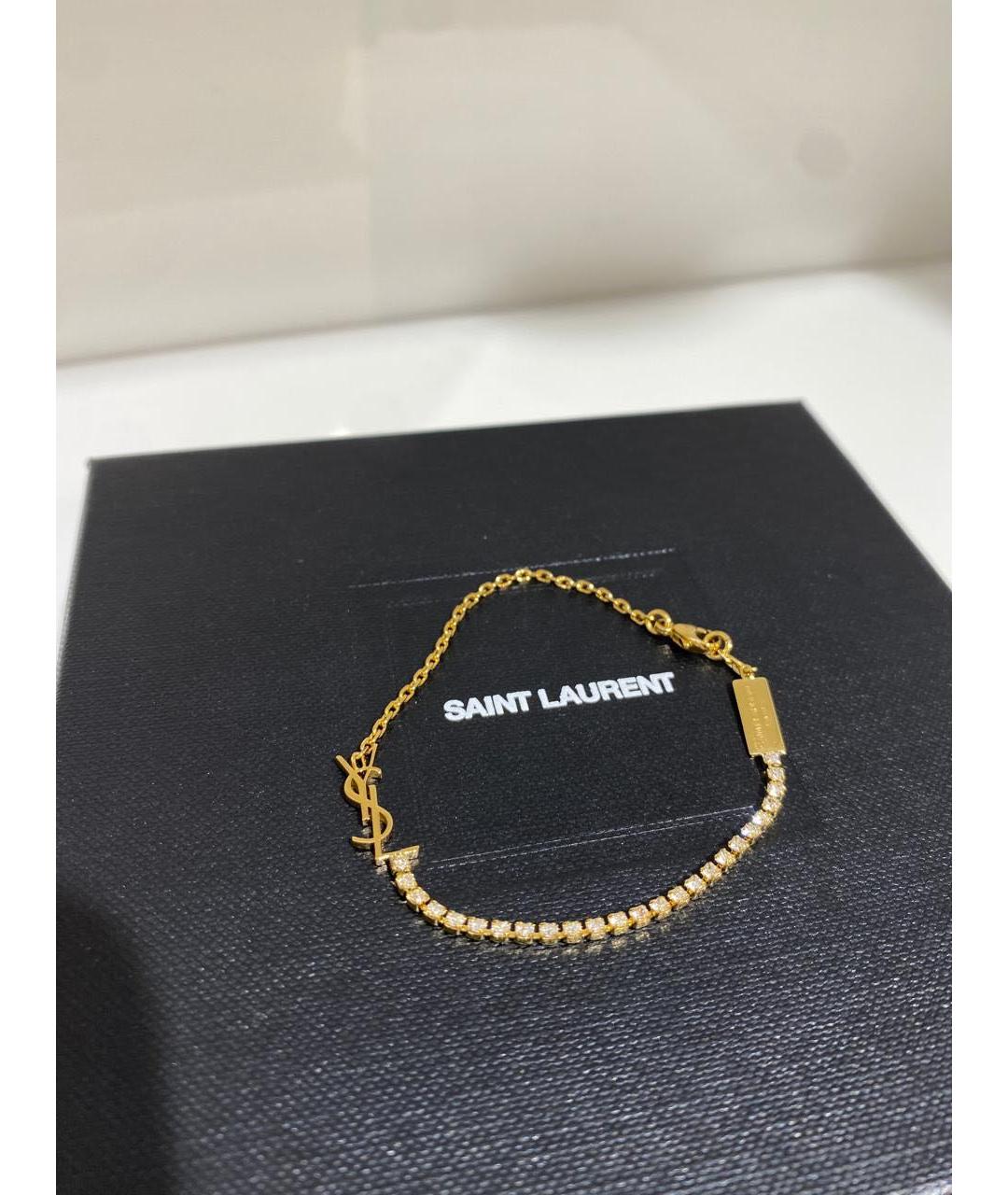 SAINT LAURENT Золотой латунный браслет, фото 2