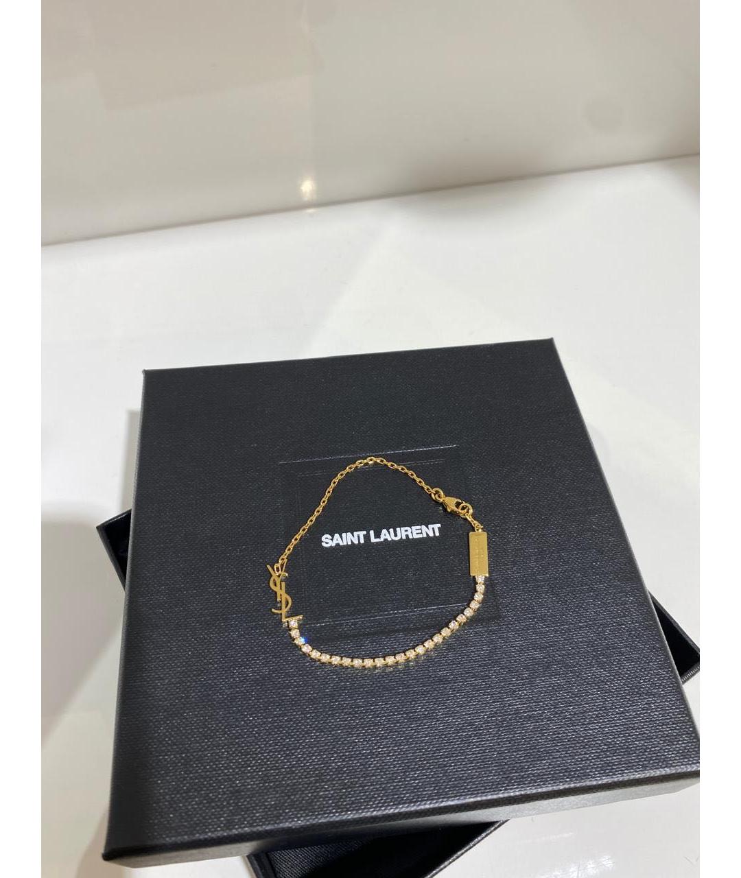 SAINT LAURENT Золотой латунный браслет, фото 3