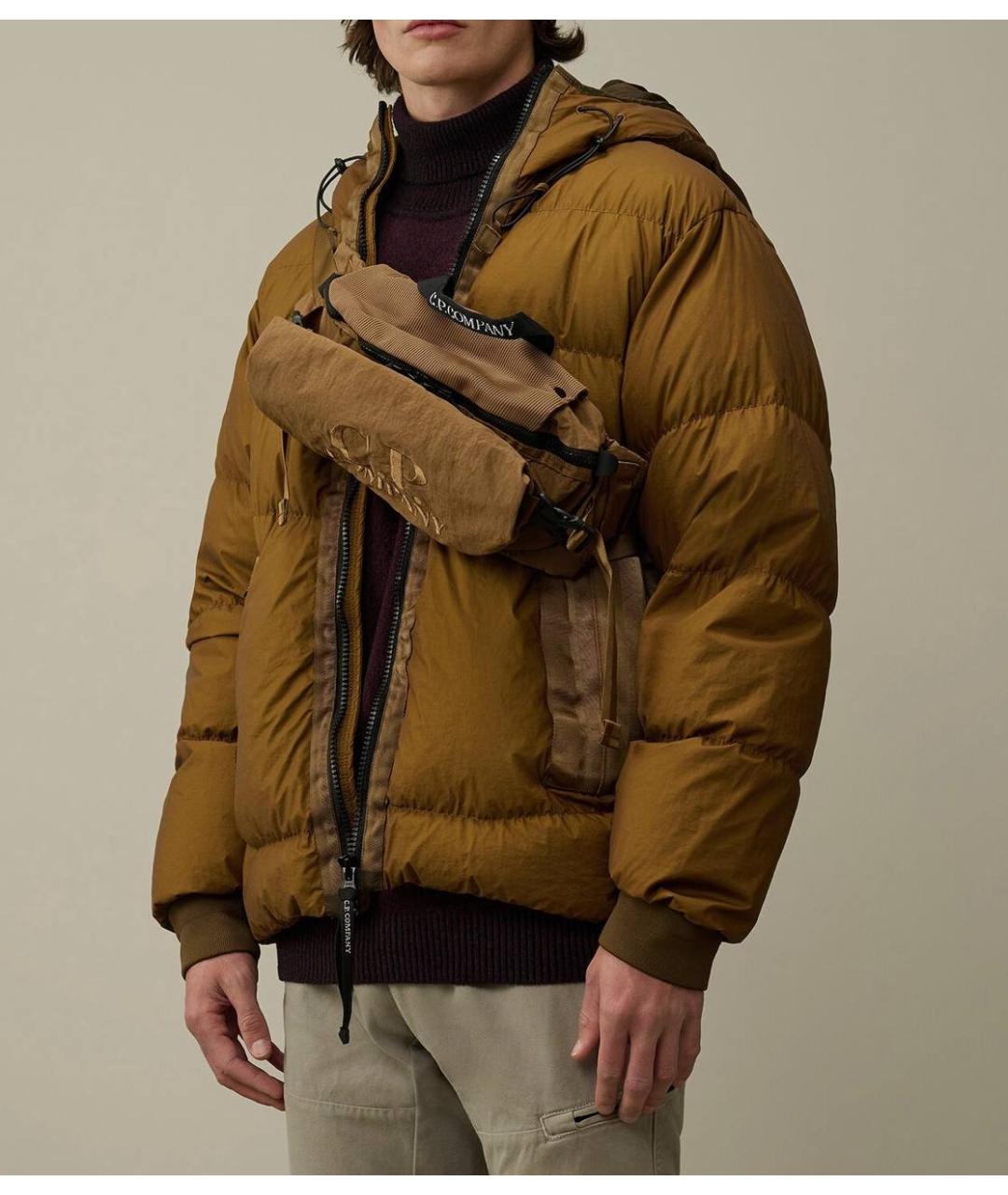 CP COMPANY Бежевая тканевая сумка на плечо, фото 7