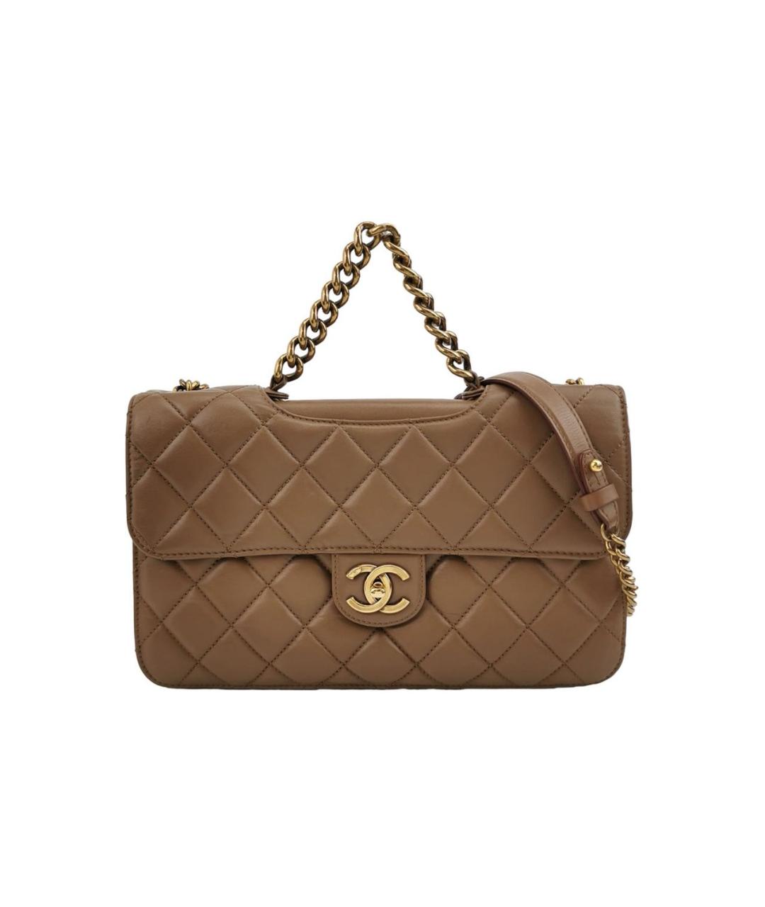 CHANEL Коричневая кожаная сумка через плечо, фото 1