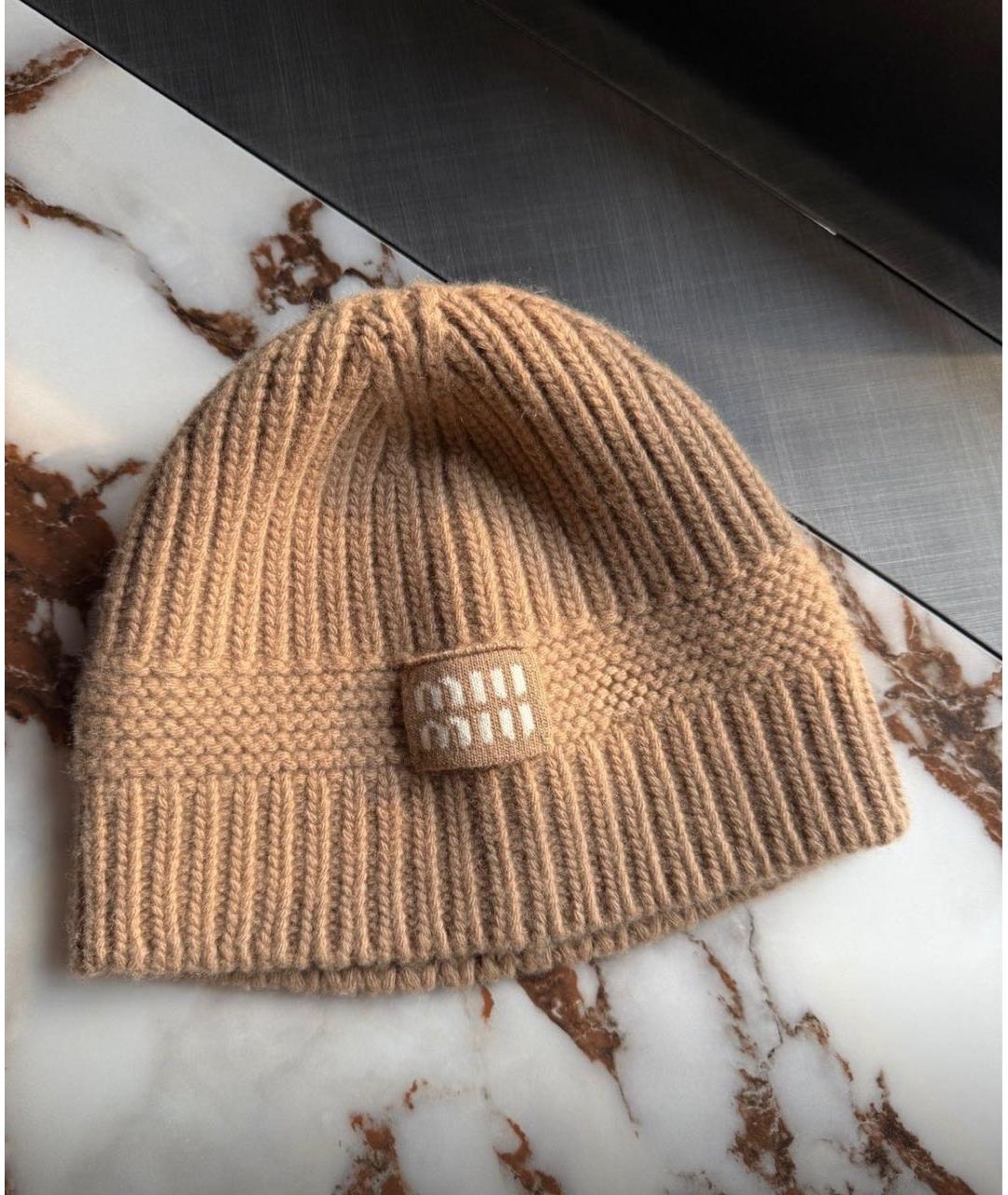 MIU MIU Бежевая кашемировая шапка, фото 2