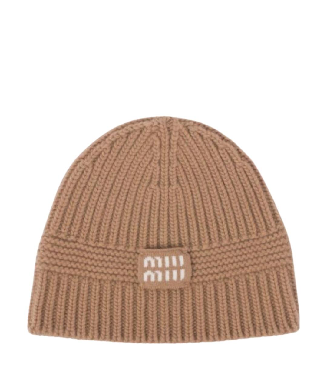 MIU MIU Бежевая кашемировая шапка, фото 1