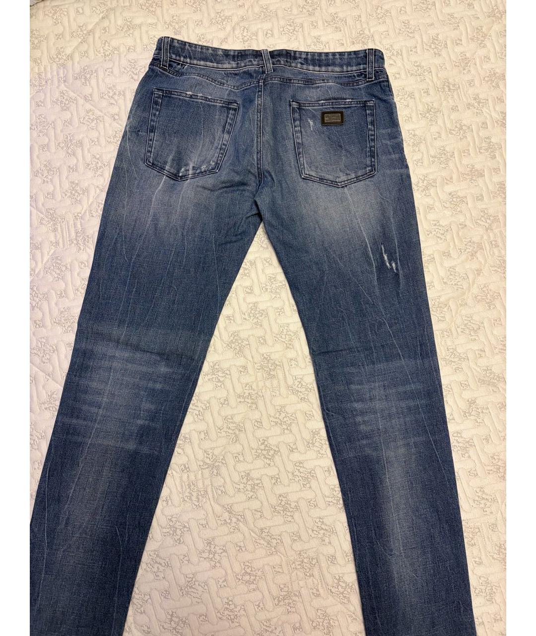 DOLCE&GABBANA Темно-синие хлопковые прямые джинсы, фото 2