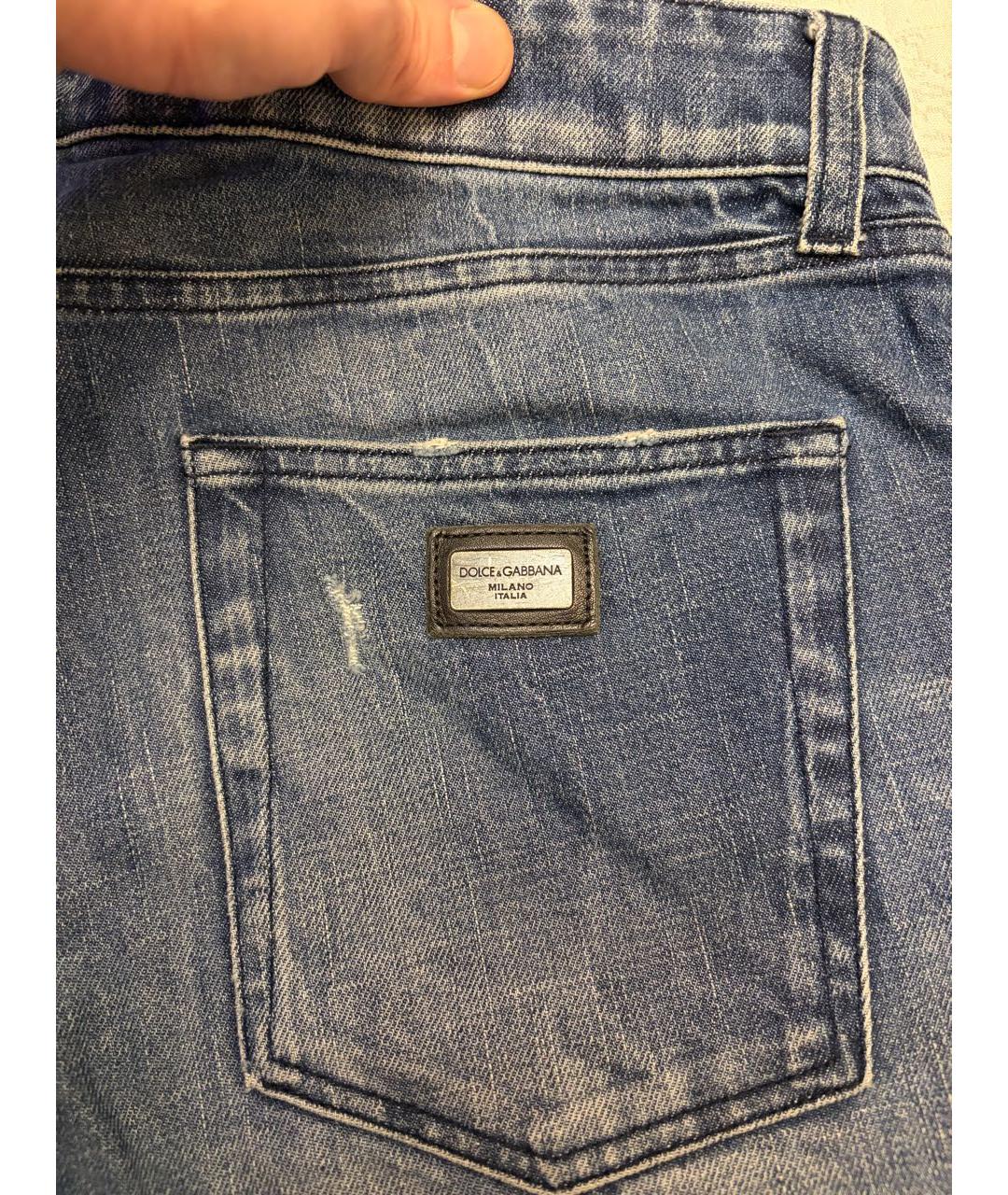 DOLCE&GABBANA Темно-синие хлопковые прямые джинсы, фото 3