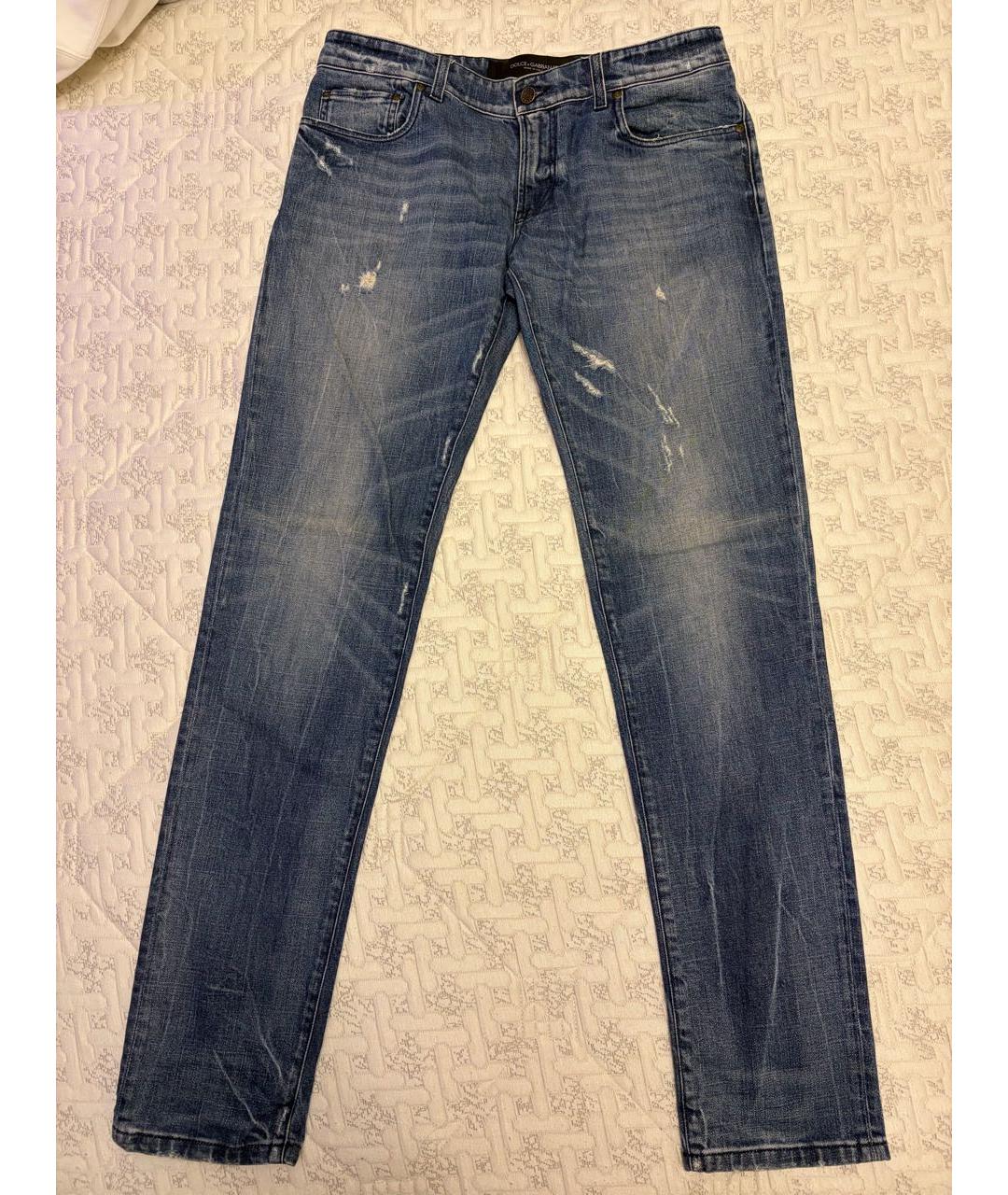DOLCE&GABBANA Темно-синие хлопковые прямые джинсы, фото 6