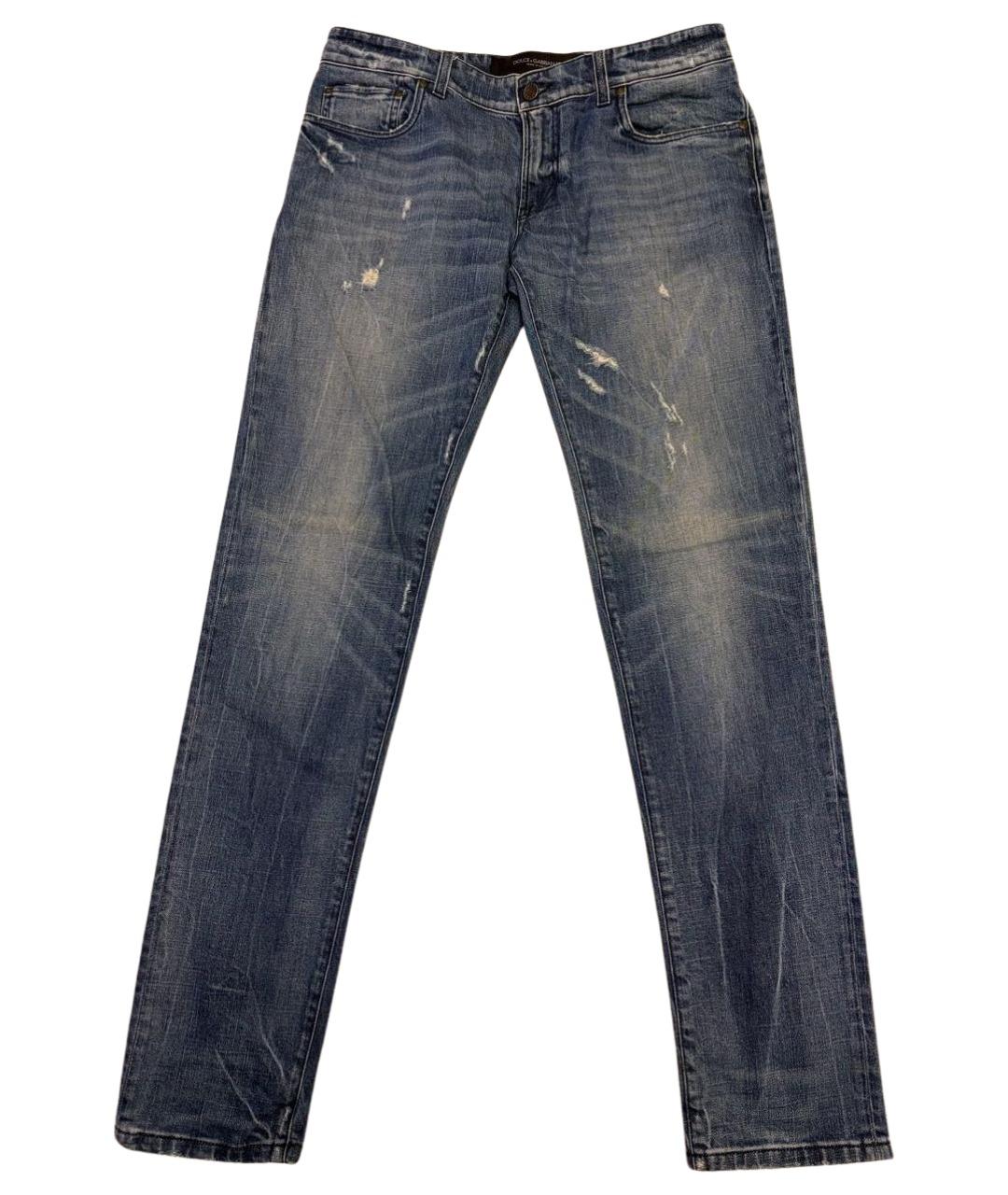 DOLCE&GABBANA Темно-синие хлопковые прямые джинсы, фото 1