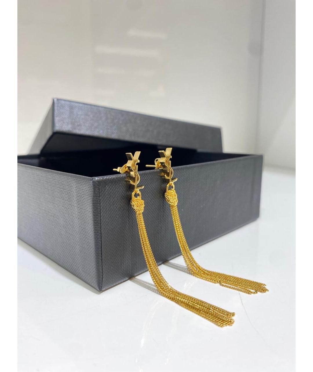 SAINT LAURENT Золотые латунные серьги, фото 2