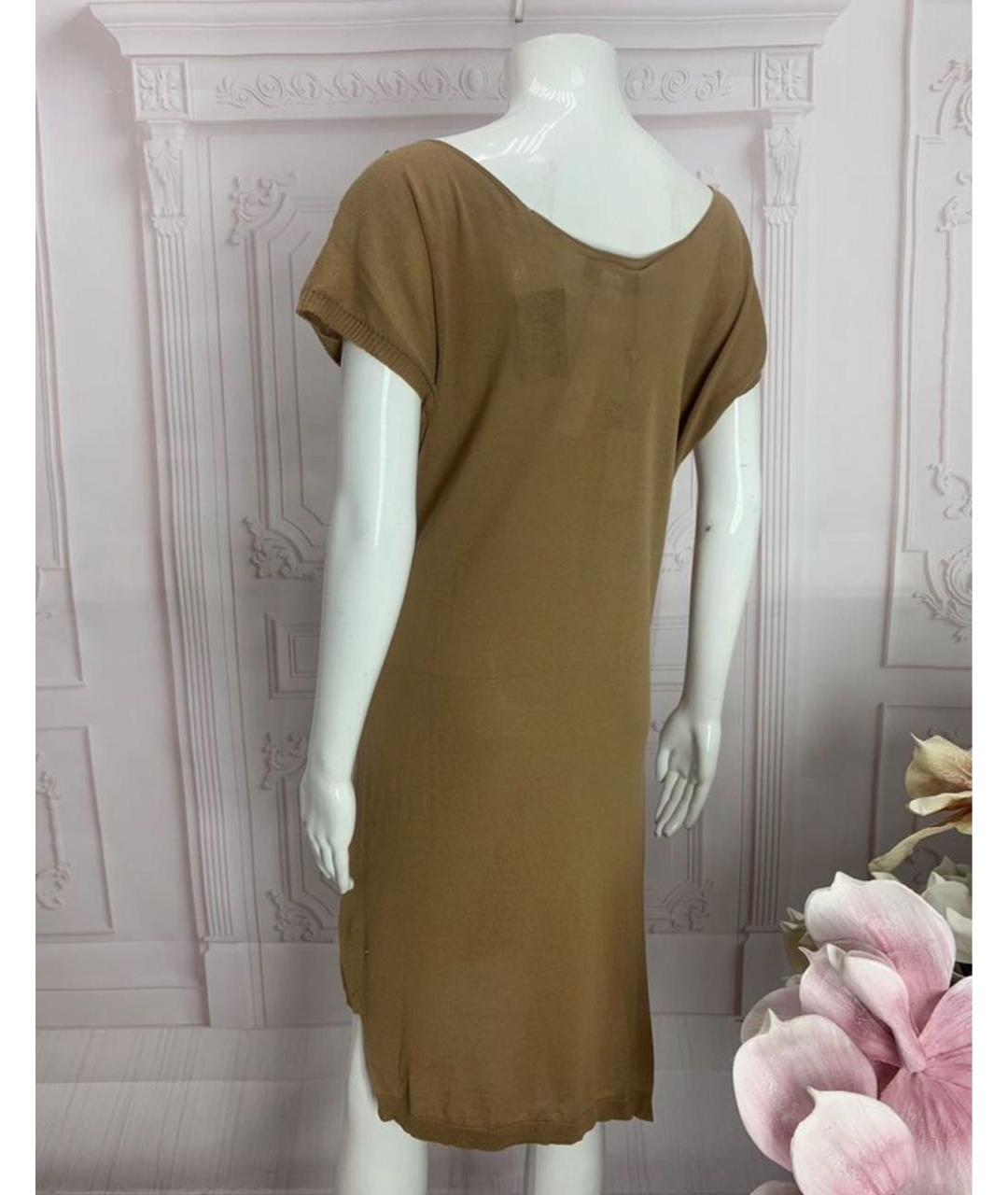 TWIN-SET Бежевое хлопковое повседневное платье, фото 8