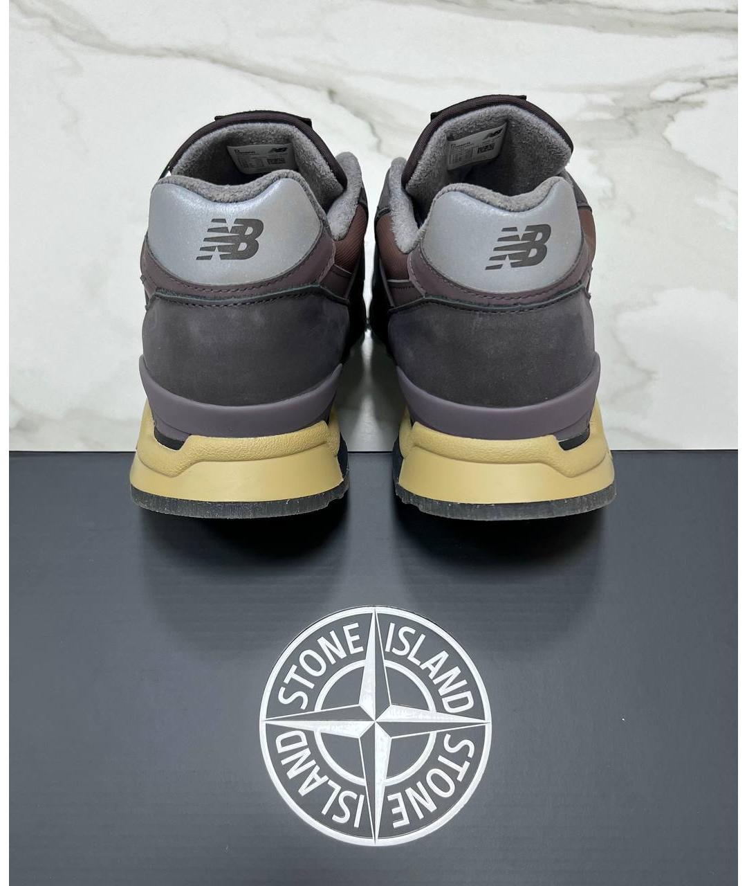 STONE ISLAND Бордовые кожаные низкие кроссовки / кеды, фото 5