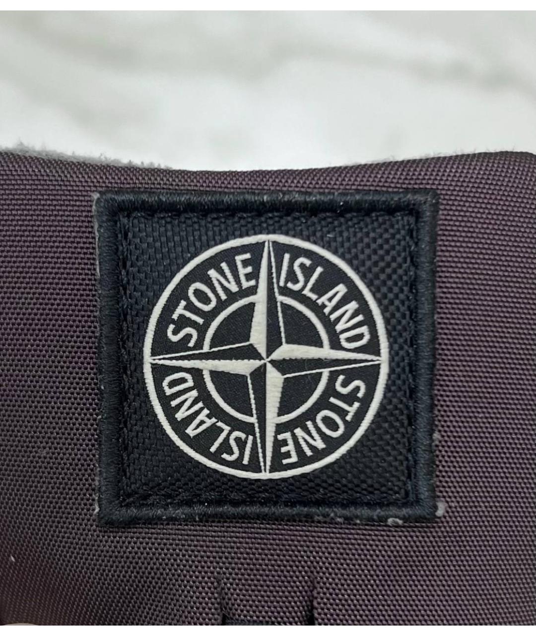 STONE ISLAND Бордовые кожаные низкие кроссовки / кеды, фото 3