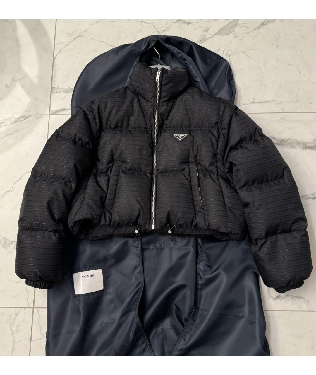 PRADA Черный полиэстеровый пуховик, фото 2