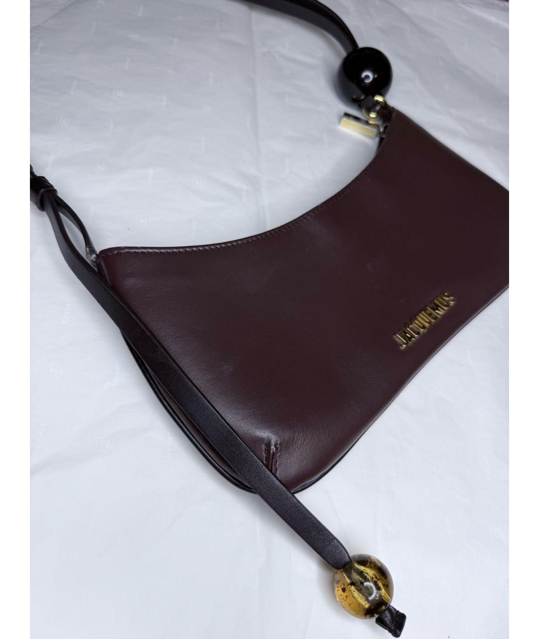 JACQUEMUS Коричневая кожаная сумка с короткими ручками, фото 2