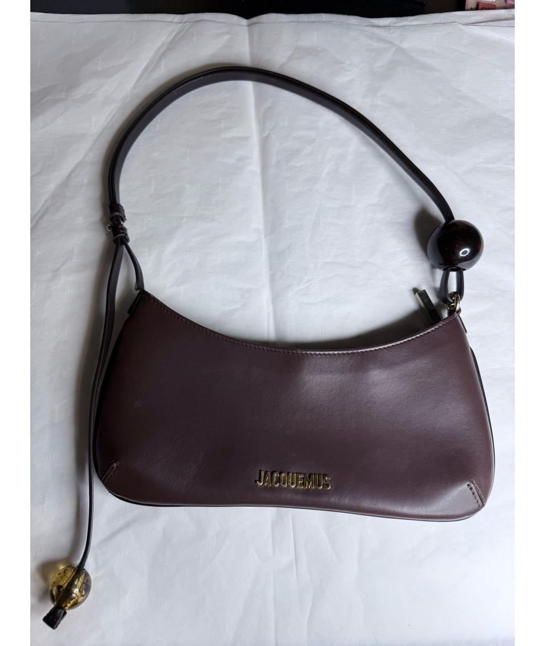 JACQUEMUS Коричневая кожаная сумка с короткими ручками, фото 10