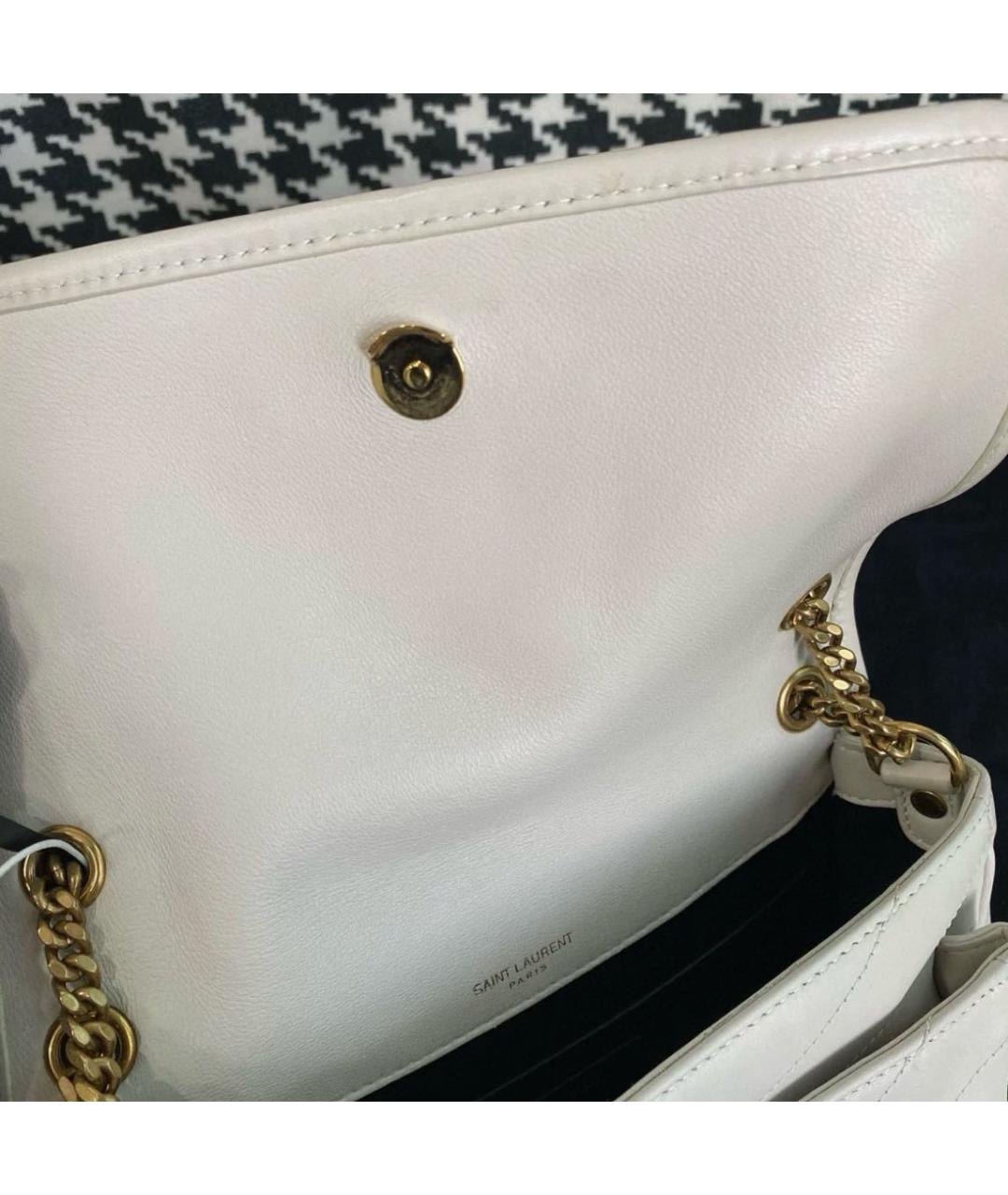 SAINT LAURENT Белая кожаная сумка через плечо, фото 4