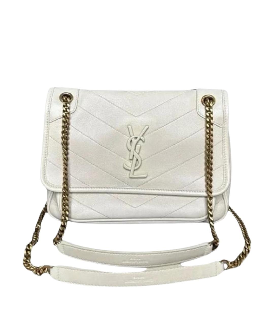SAINT LAURENT Белая кожаная сумка через плечо, фото 1