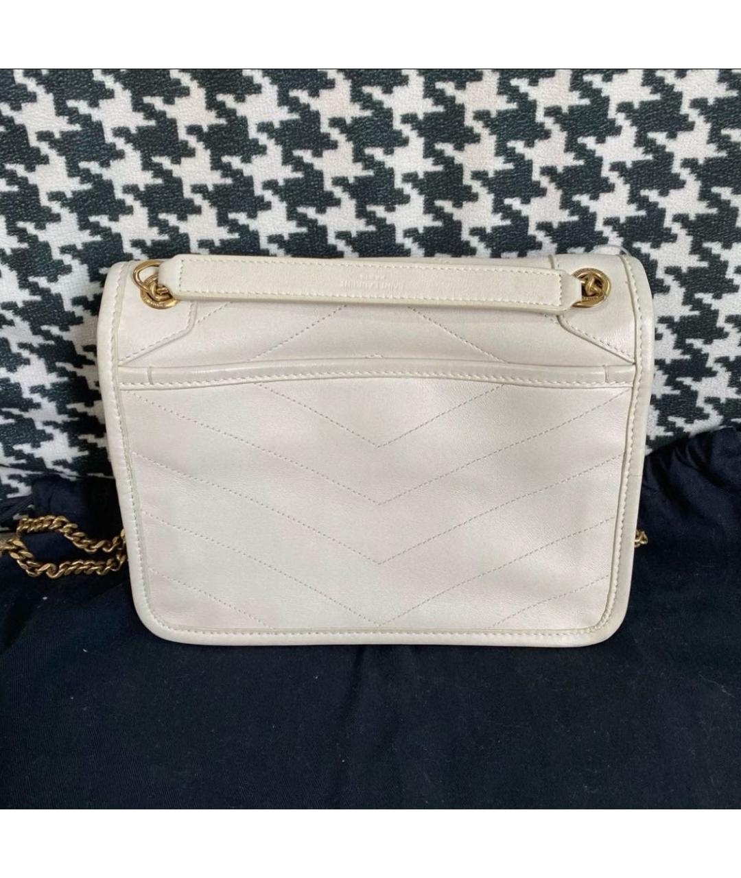 SAINT LAURENT Белая кожаная сумка через плечо, фото 3