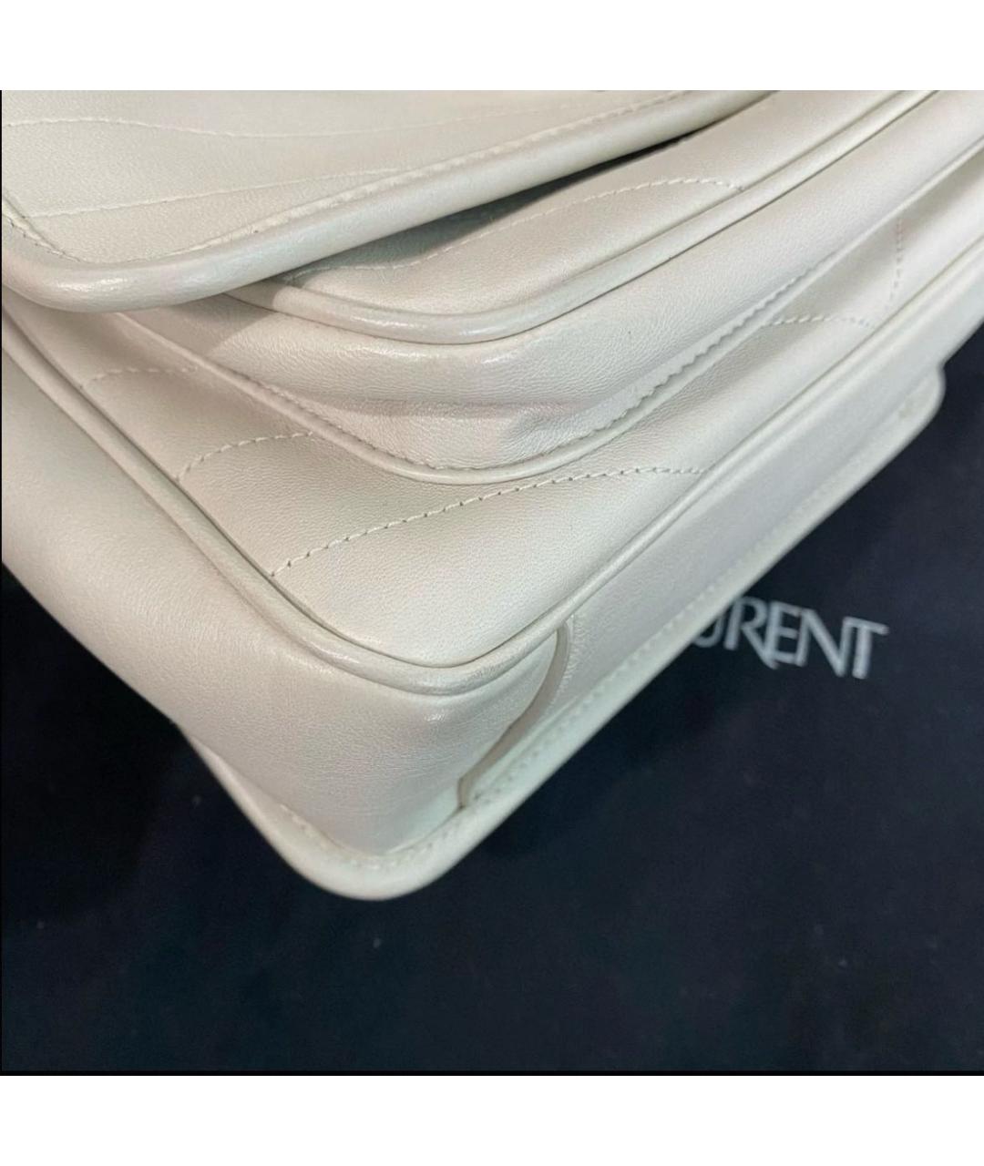 SAINT LAURENT Белая кожаная сумка через плечо, фото 5