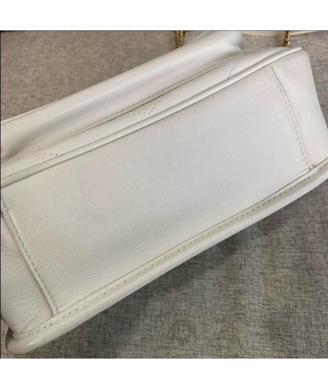 SAINT LAURENT Белая кожаная сумка через плечо, фото 6