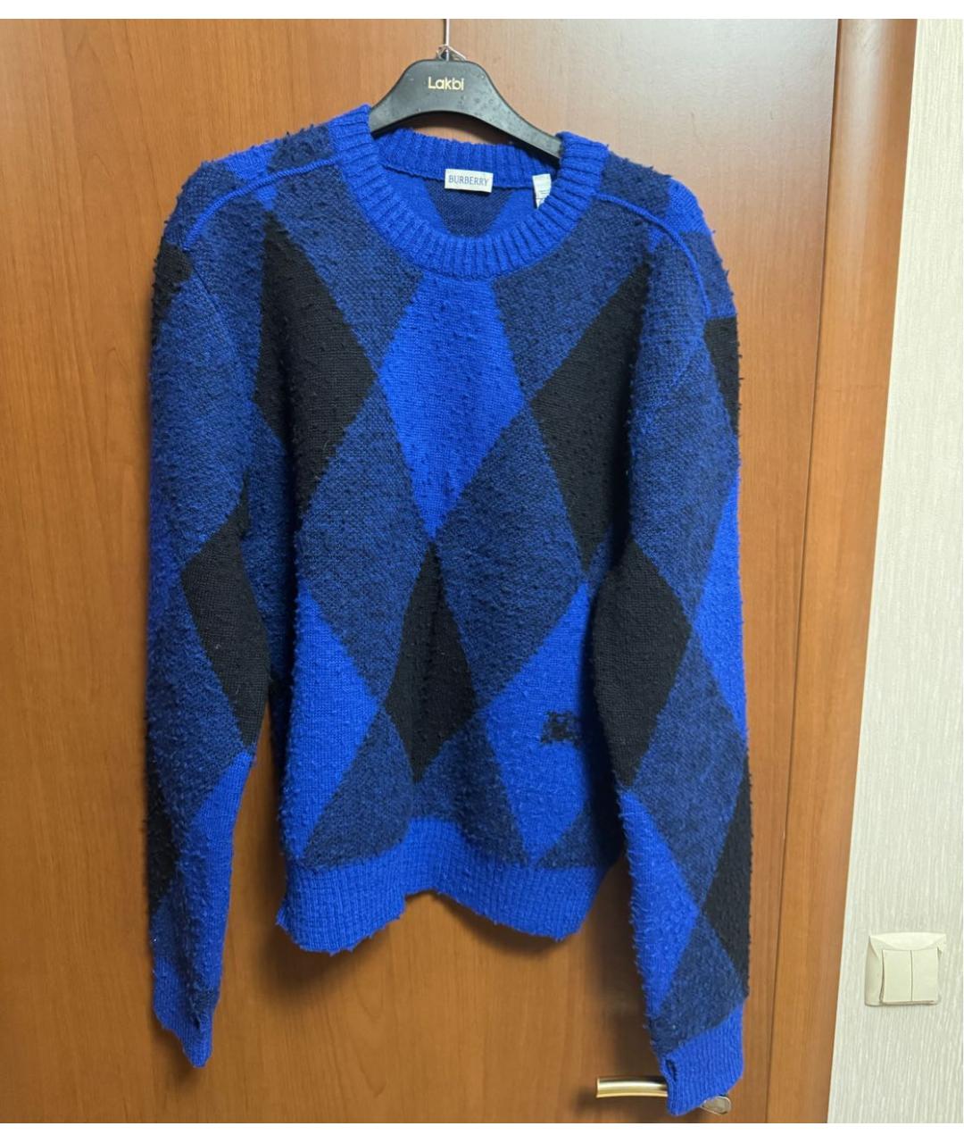 BURBERRY Синий шерстяной джемпер / свитер, фото 7