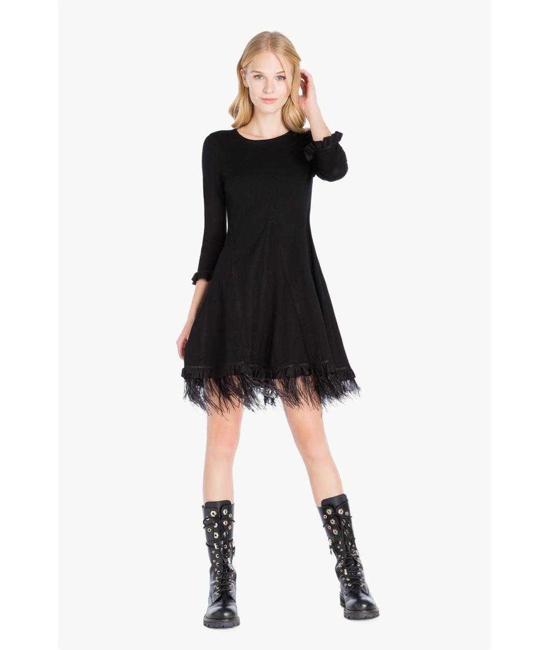 TWIN-SET Черное вискозное платье, фото 6