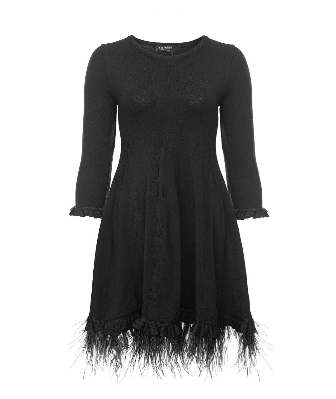 TWIN-SET Черное вискозное платье, фото 1