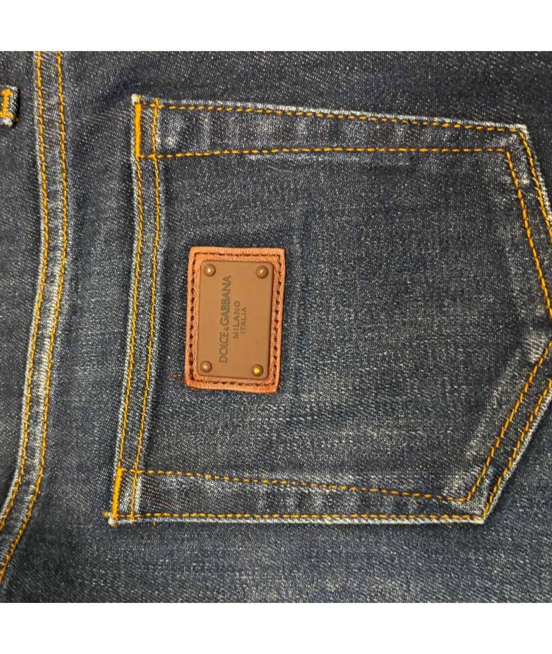 DOLCE&GABBANA Темно-синие хлопковые прямые джинсы, фото 3