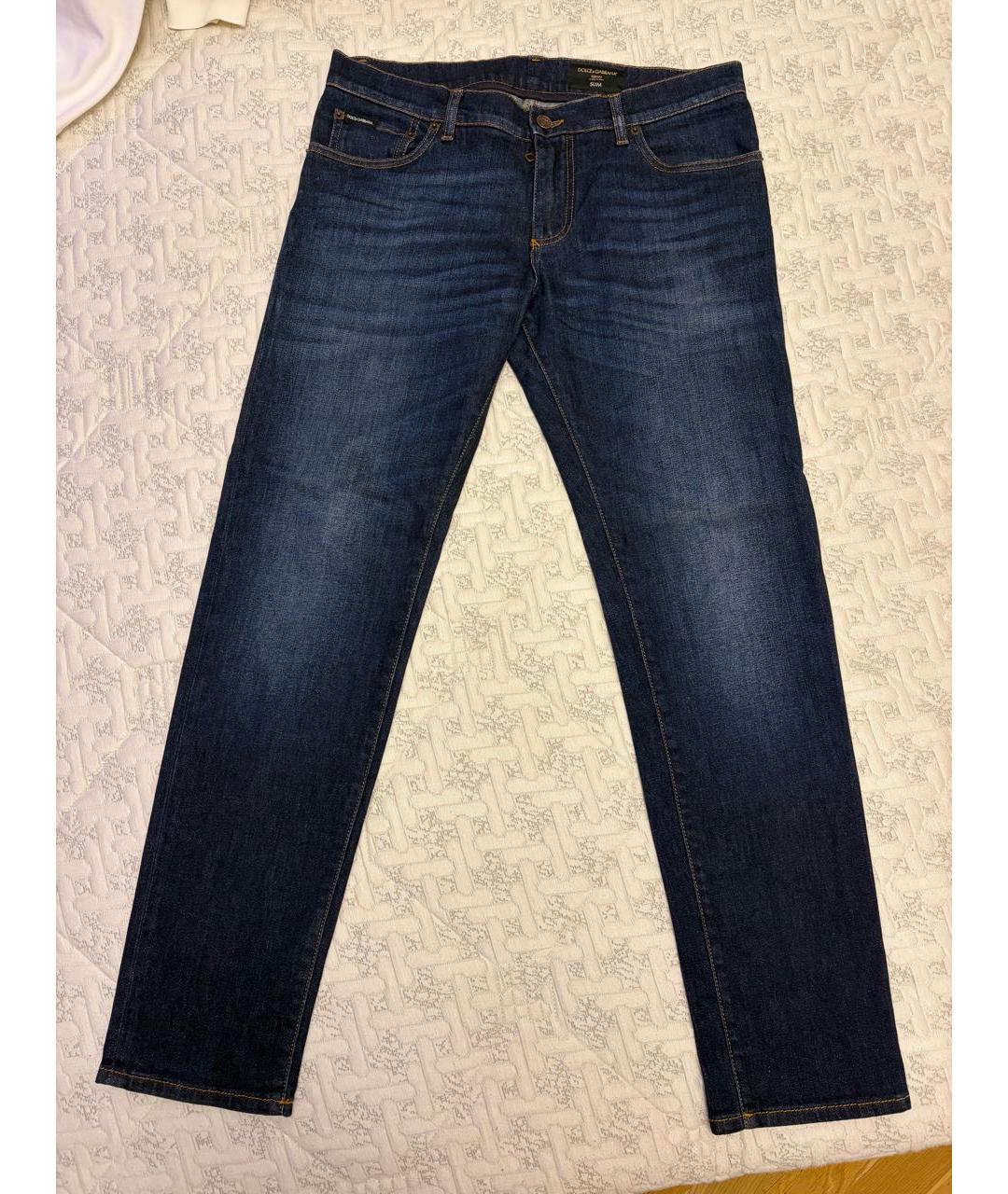 DOLCE&GABBANA Темно-синие хлопковые прямые джинсы, фото 6