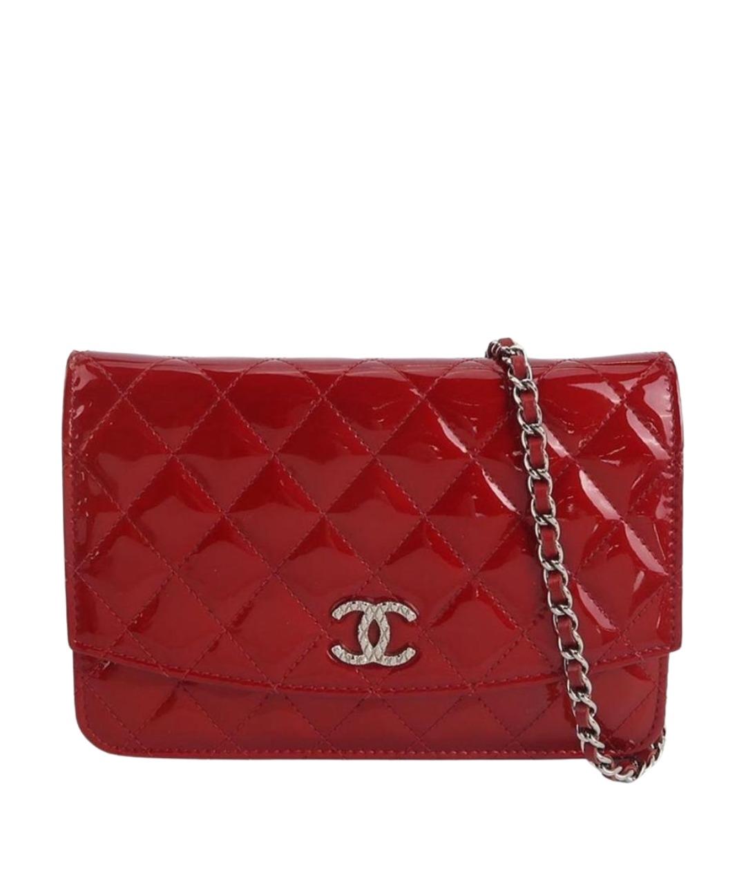 CHANEL Красная сумка через плечо из лакированной кожи, фото 1