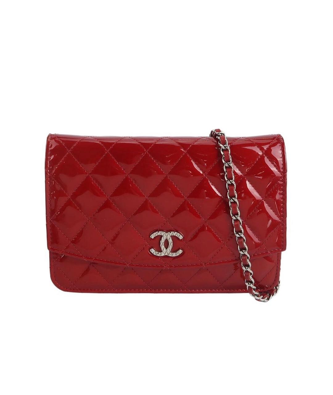 CHANEL Красная сумка через плечо из лакированной кожи, фото 5