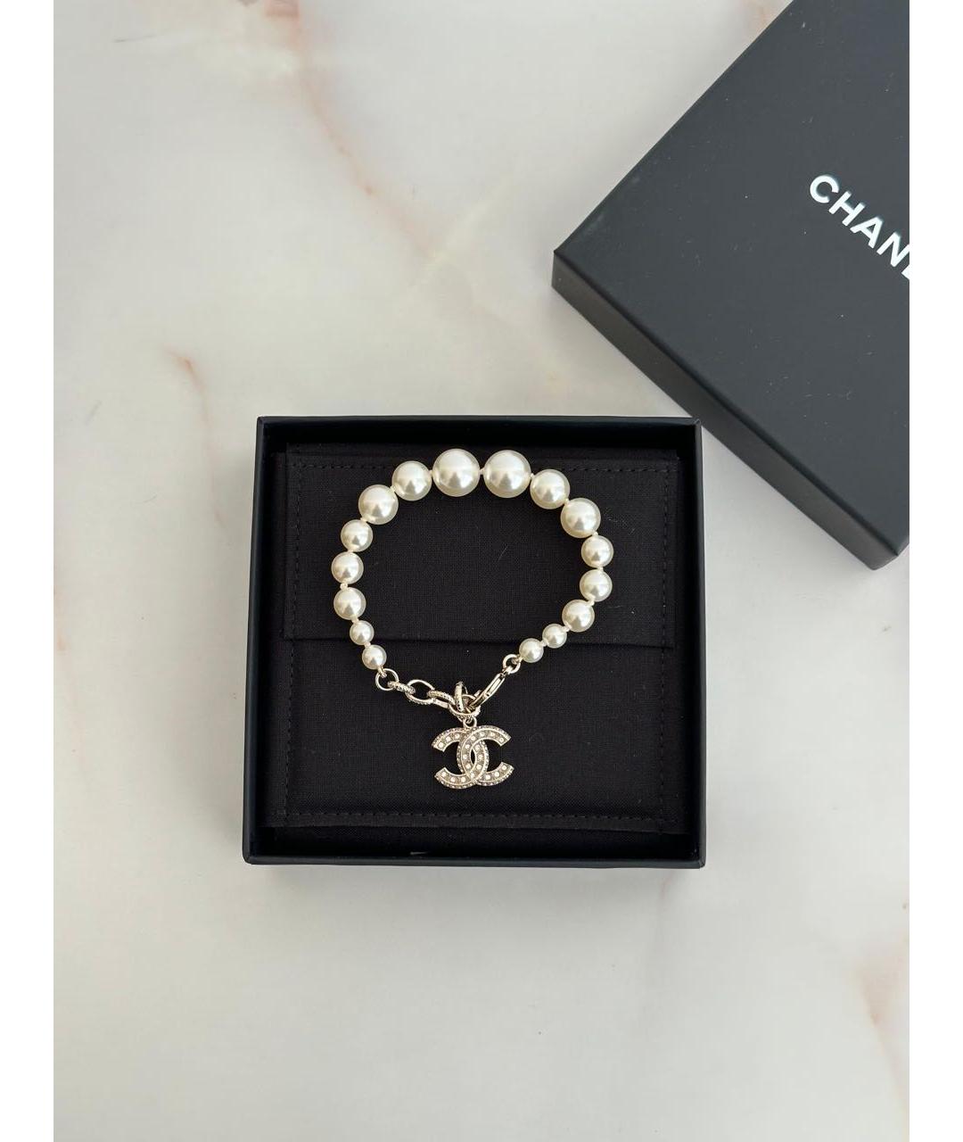 CHANEL Белый жемчужный браслет, фото 3