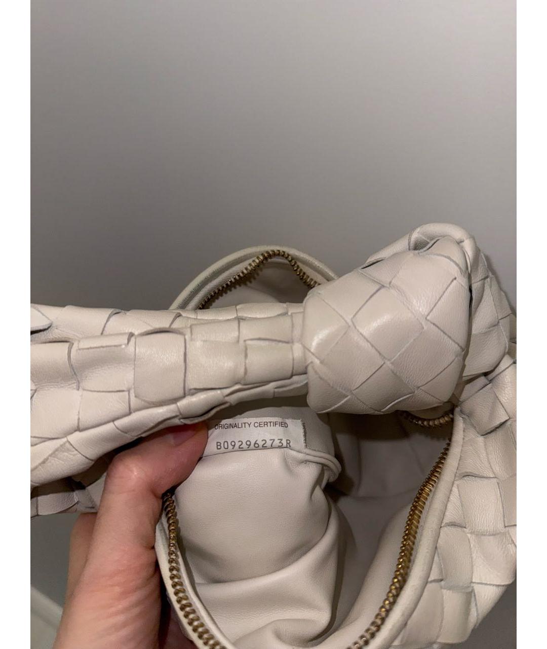 BOTTEGA VENETA Белая кожаная сумка с короткими ручками, фото 6