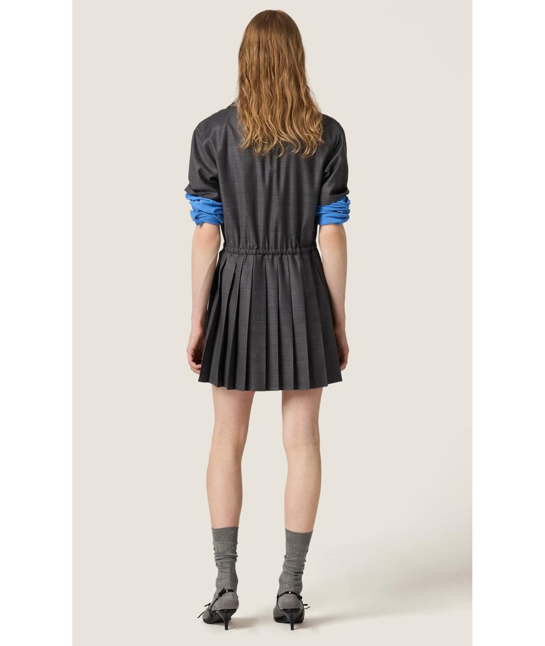 MIU MIU Серое шерстяное коктейльное платье, фото 3