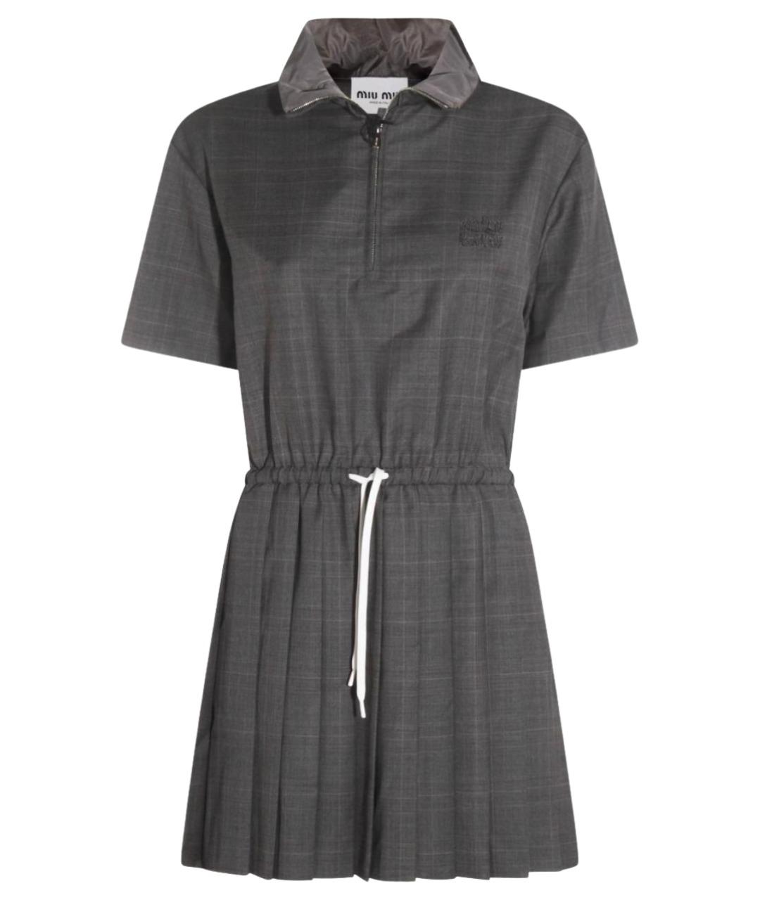 MIU MIU Серое шерстяное коктейльное платье, фото 1