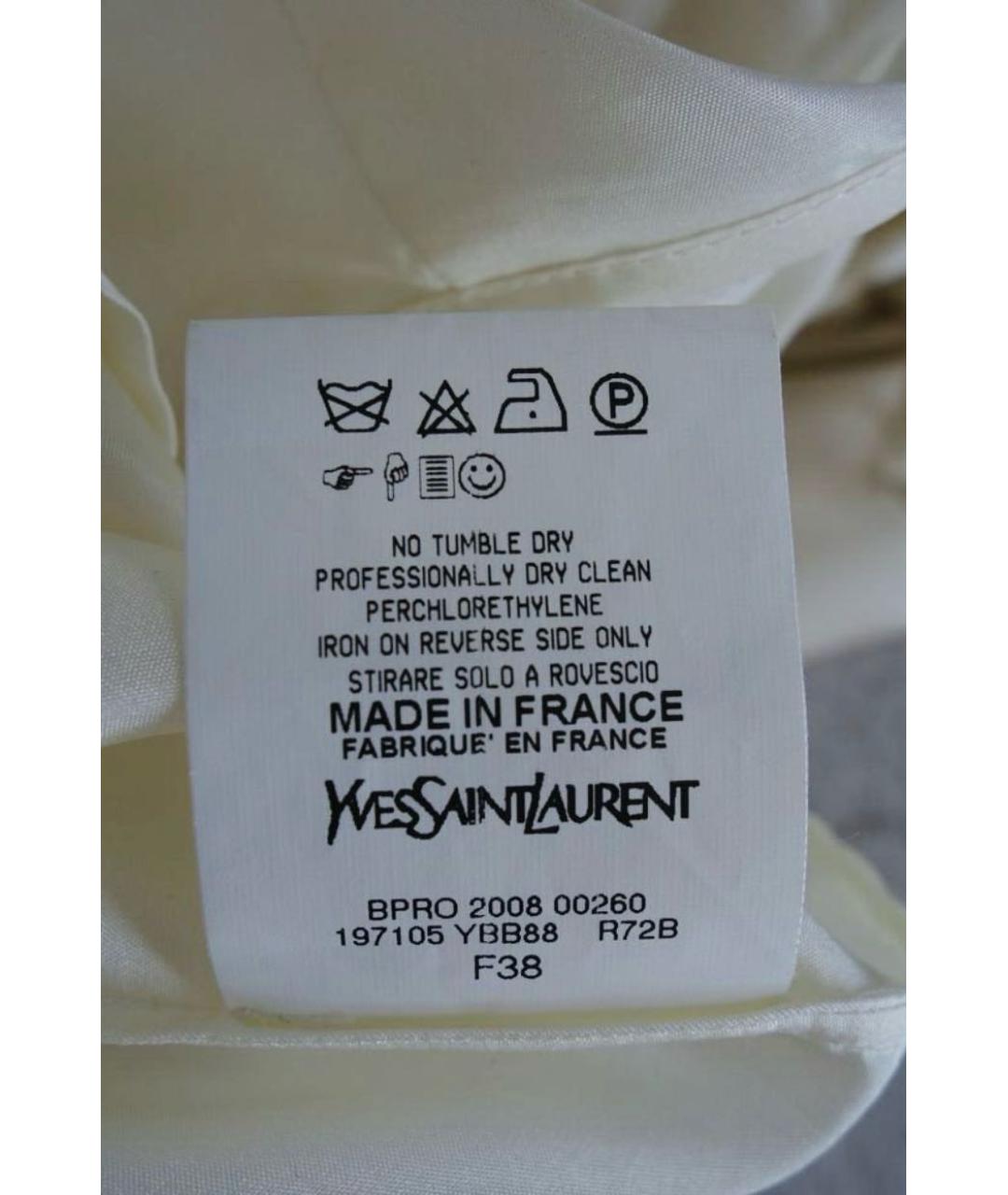 SAINT LAURENT Белое шелковое вечернее платье, фото 4