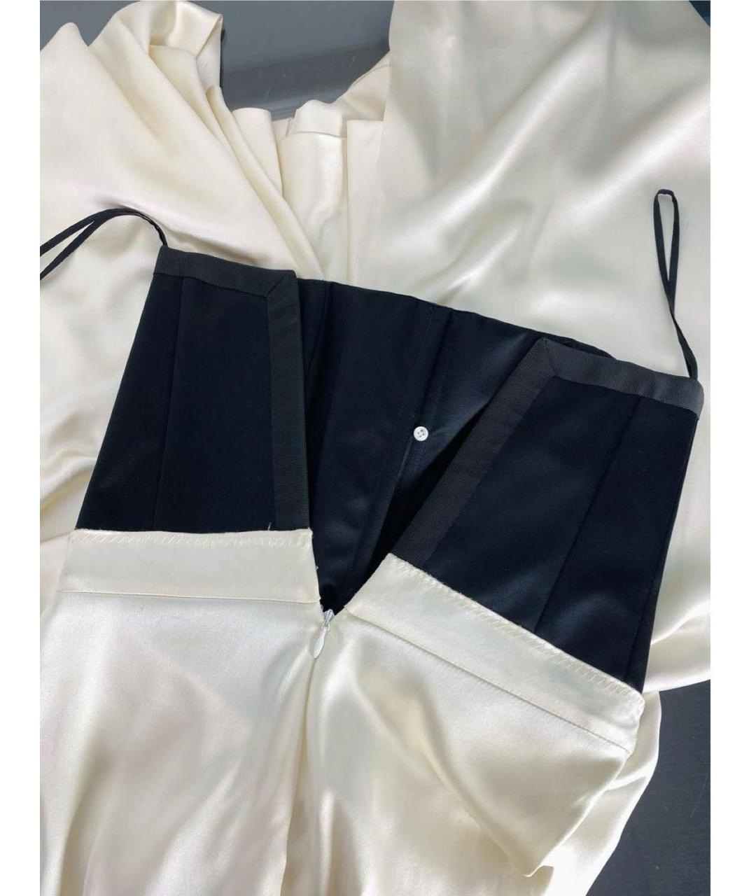 SAINT LAURENT Белое шелковое вечернее платье, фото 3