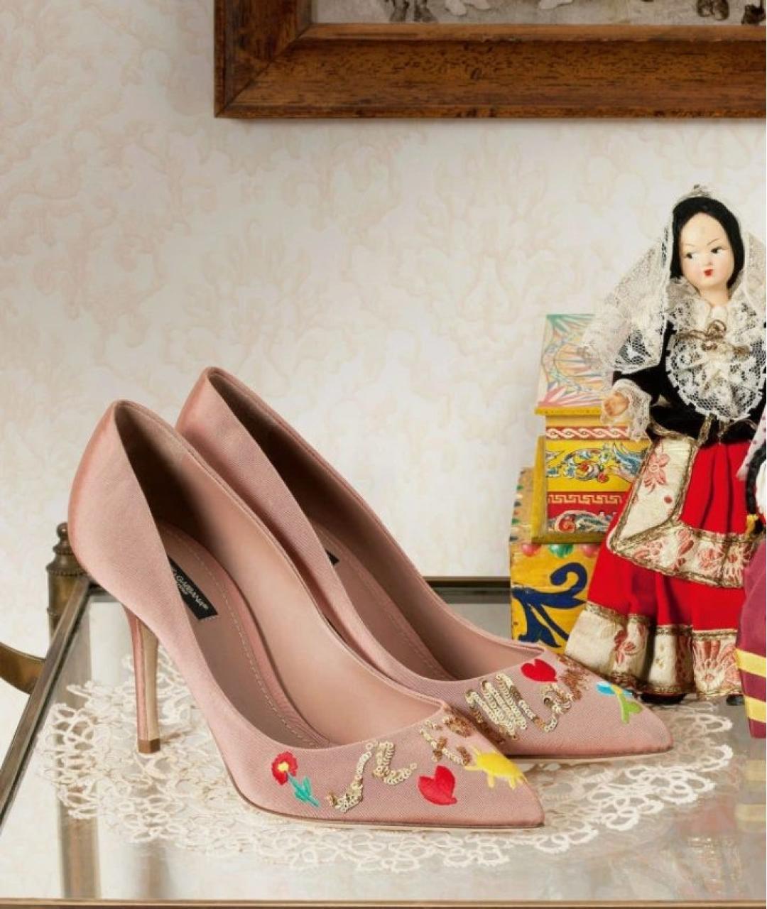 DOLCE&GABBANA Бежевые текстильные туфли, фото 2