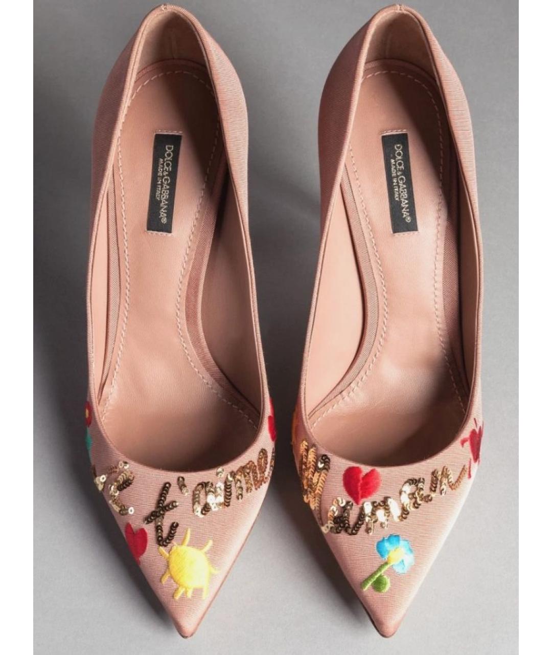 DOLCE&GABBANA Бежевые текстильные туфли, фото 4