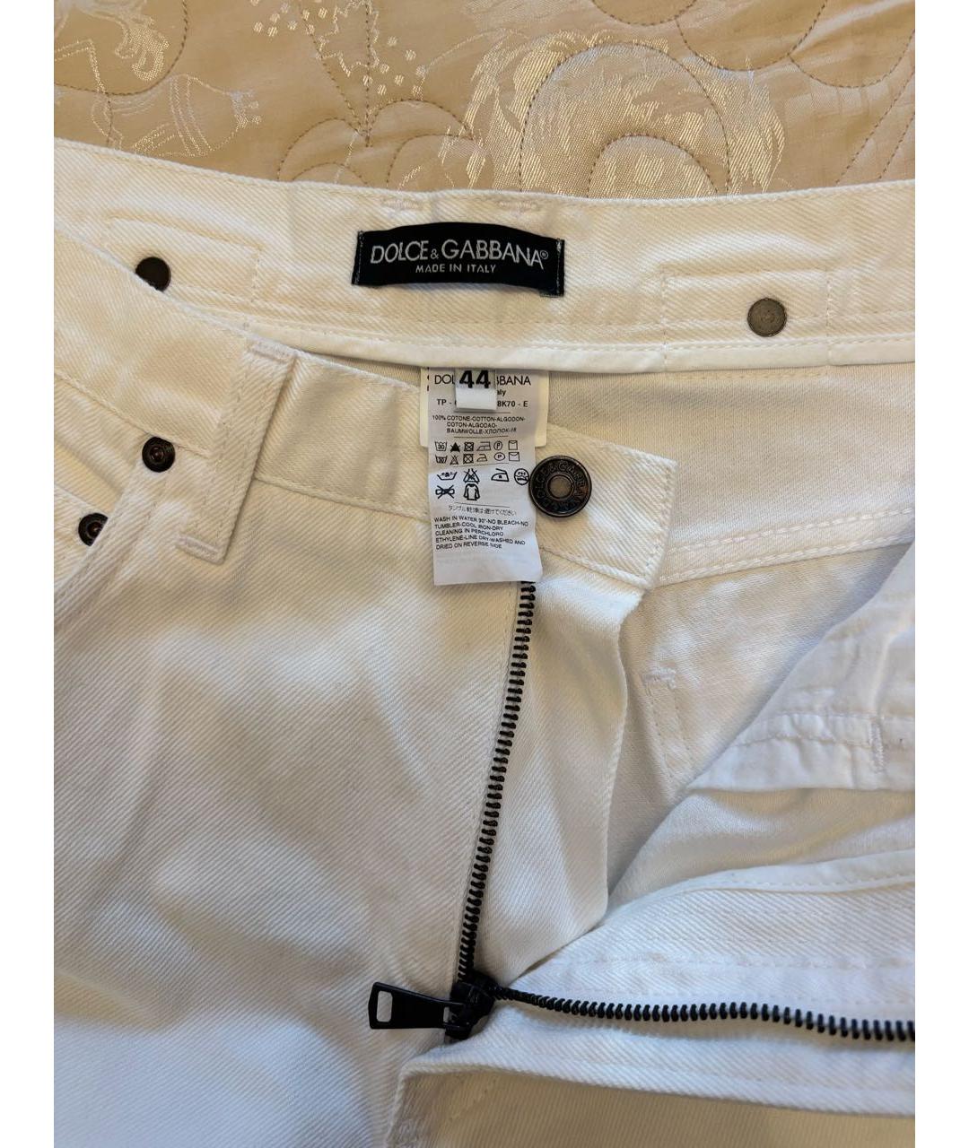 DOLCE&GABBANA Белые хлопковые джинсы слим, фото 6