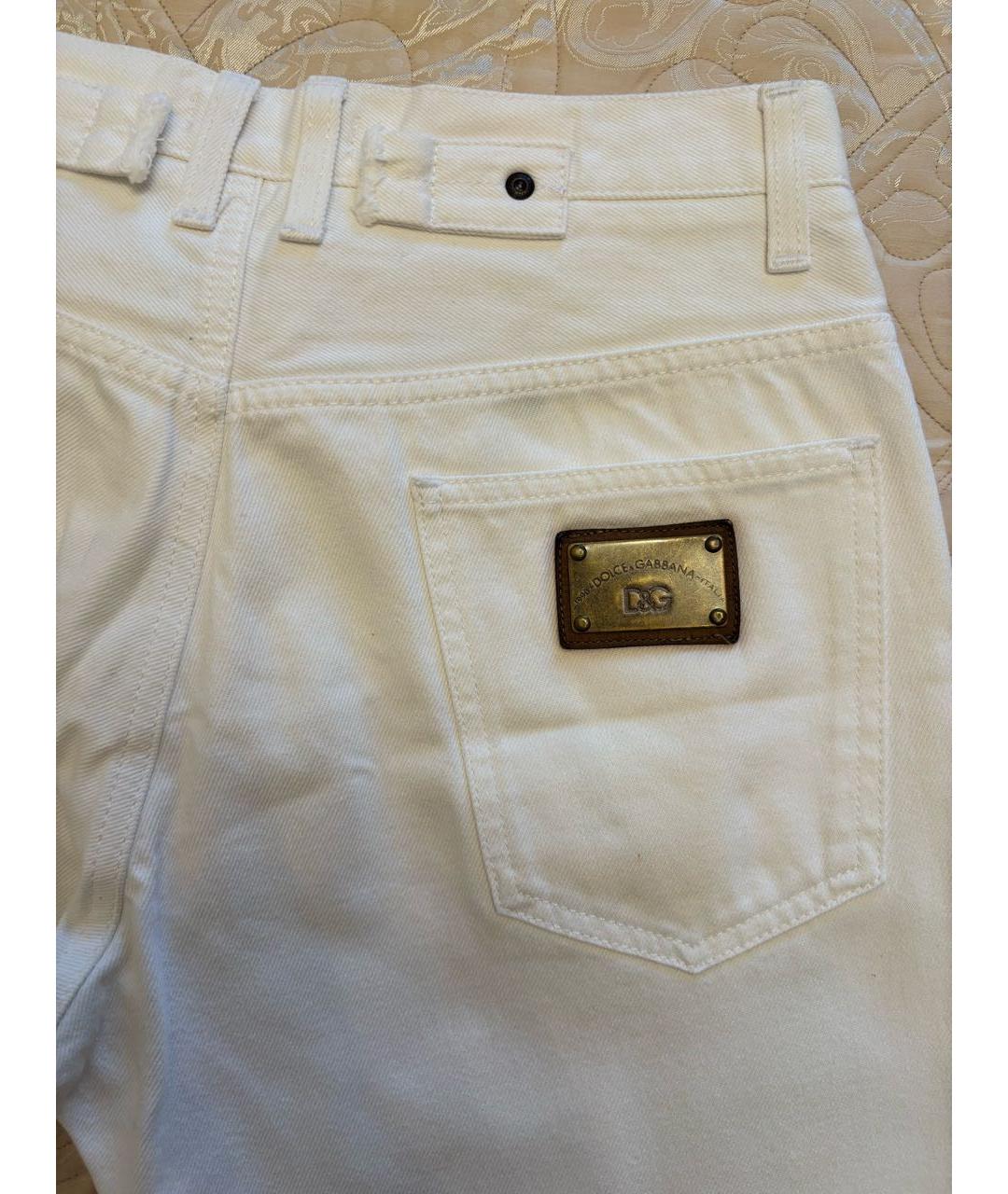 DOLCE&GABBANA Белые хлопковые джинсы слим, фото 3